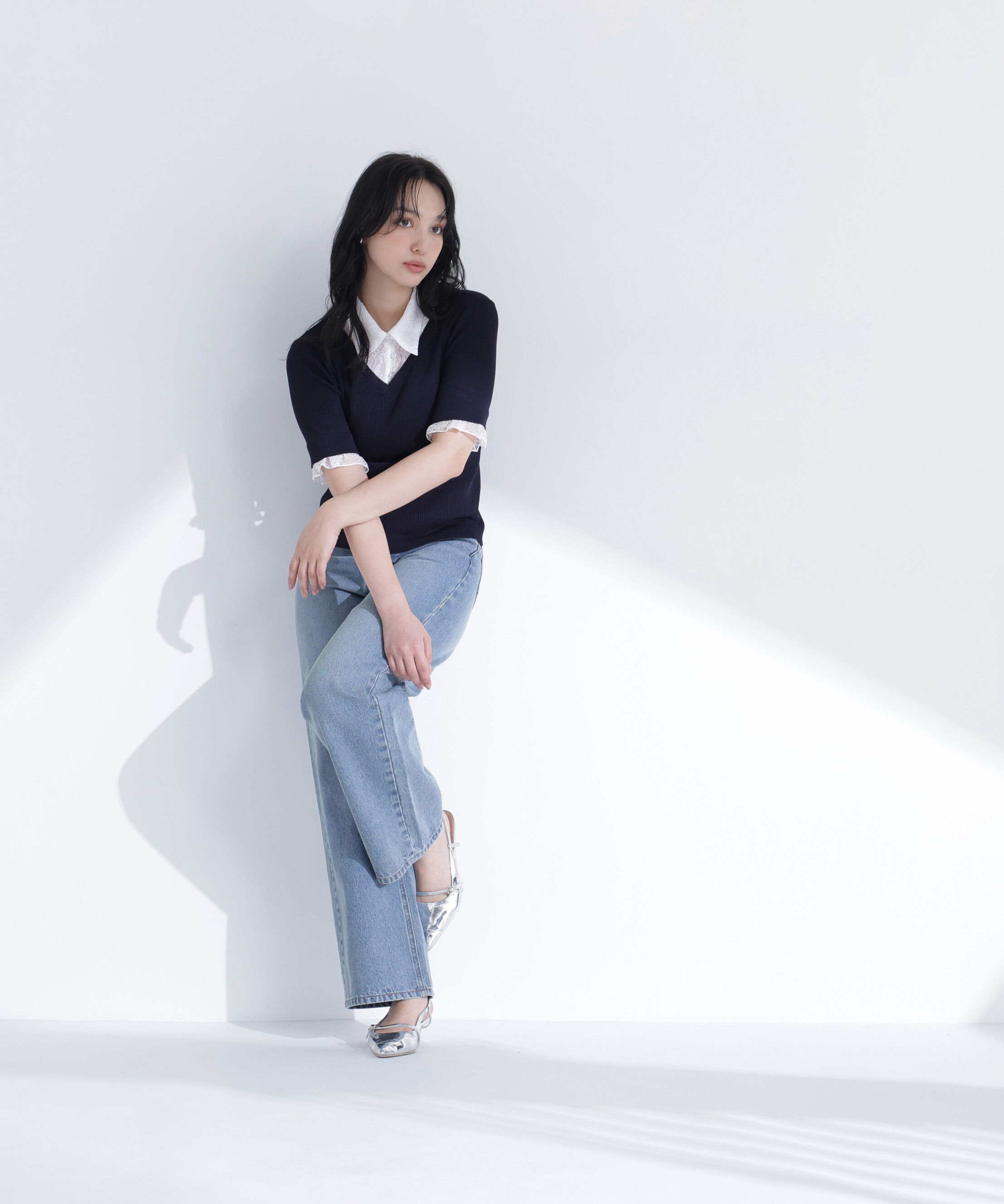  「レースカラードッキングニット」|ニット・セーター|