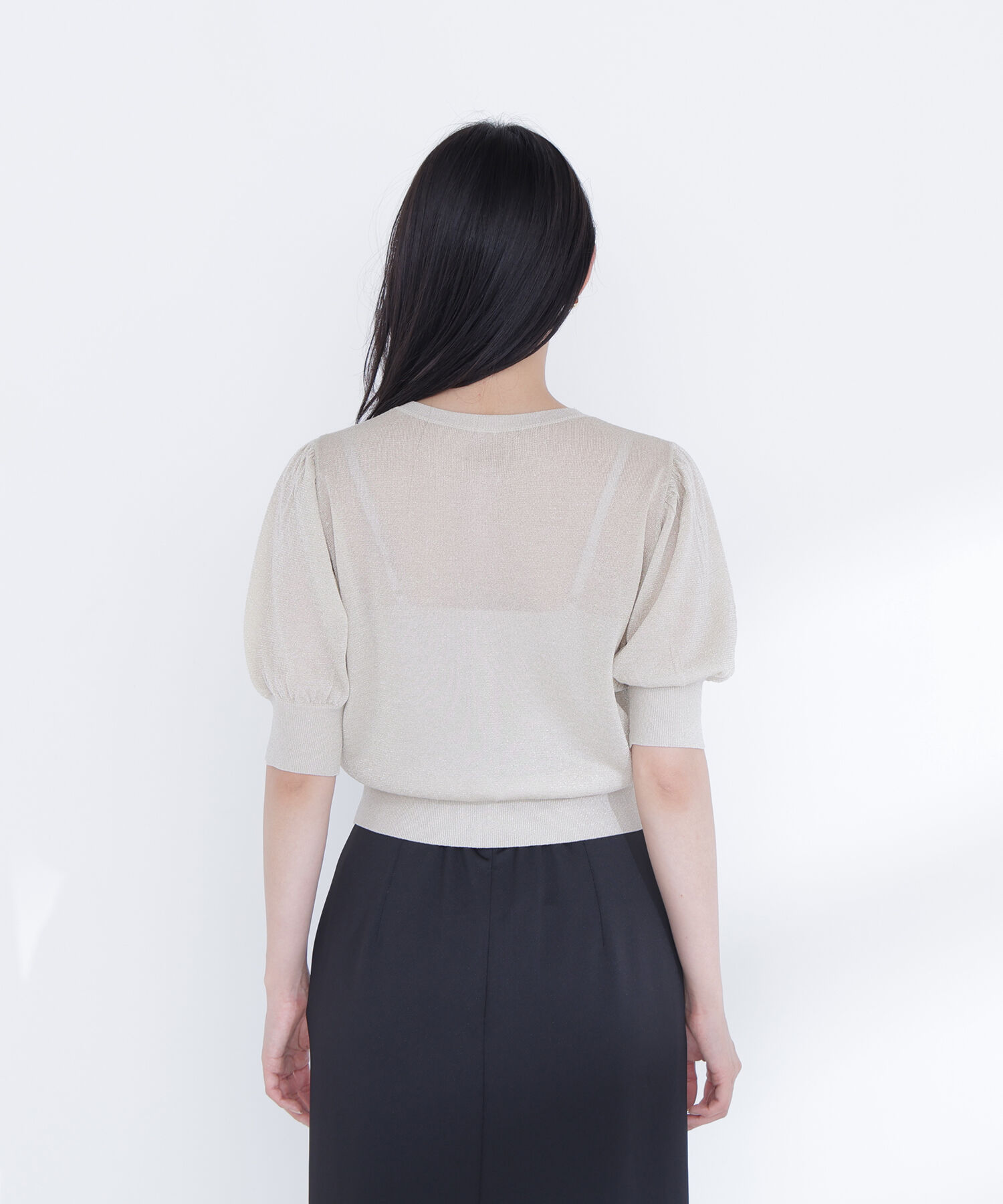  「ハーフスリーブラメカーディガン」|ニット・セーター|