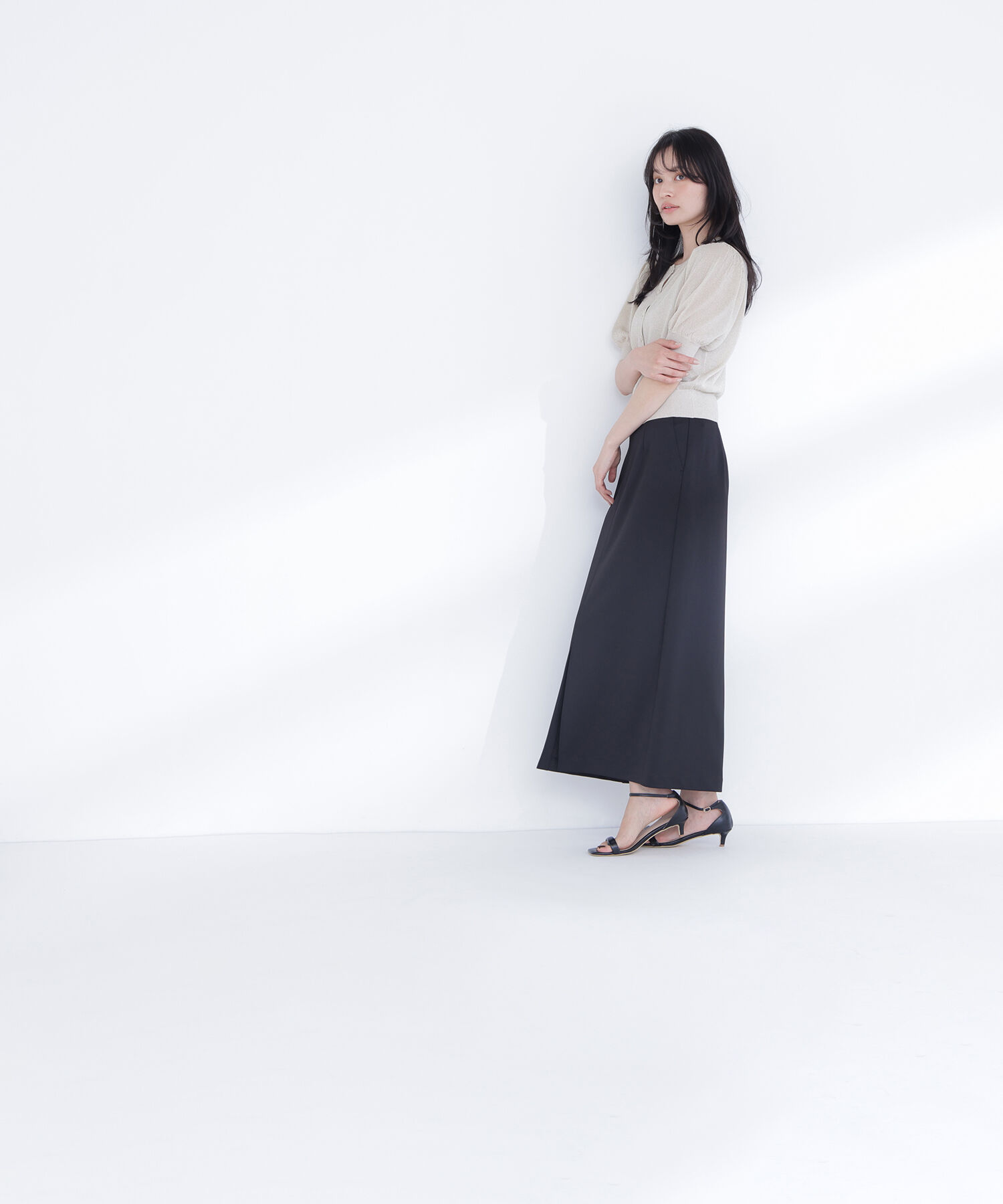  「ハーフスリーブラメカーディガン」|ニット・セーター|