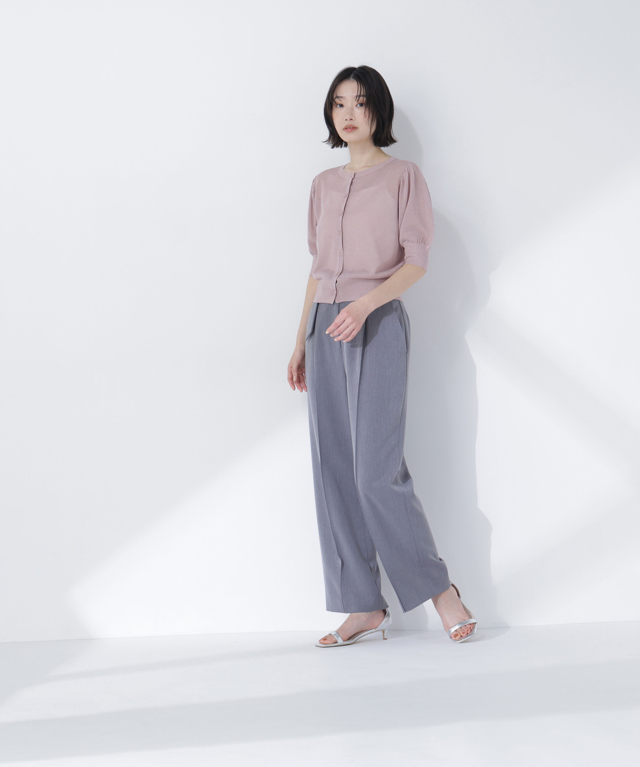  「ハーフスリーブラメカーディガン」|ニット・セーター|