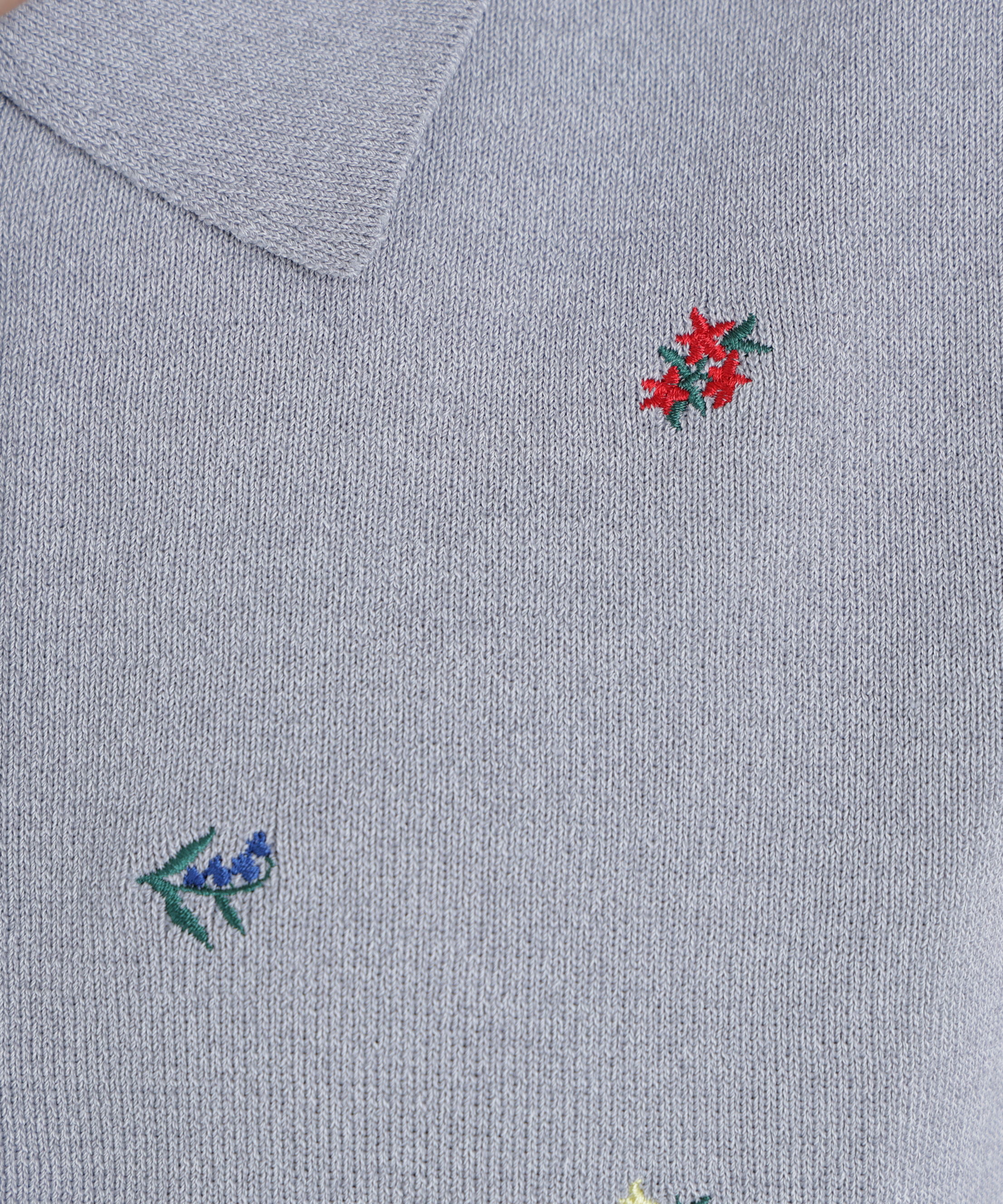  「ポロカラーフラワー刺繍ニット」|ニット・セーター|