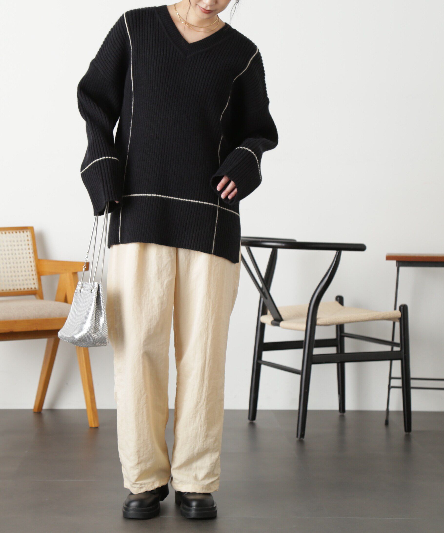  「2Wayネックウォーマー付きニット」|ニット・セーター|