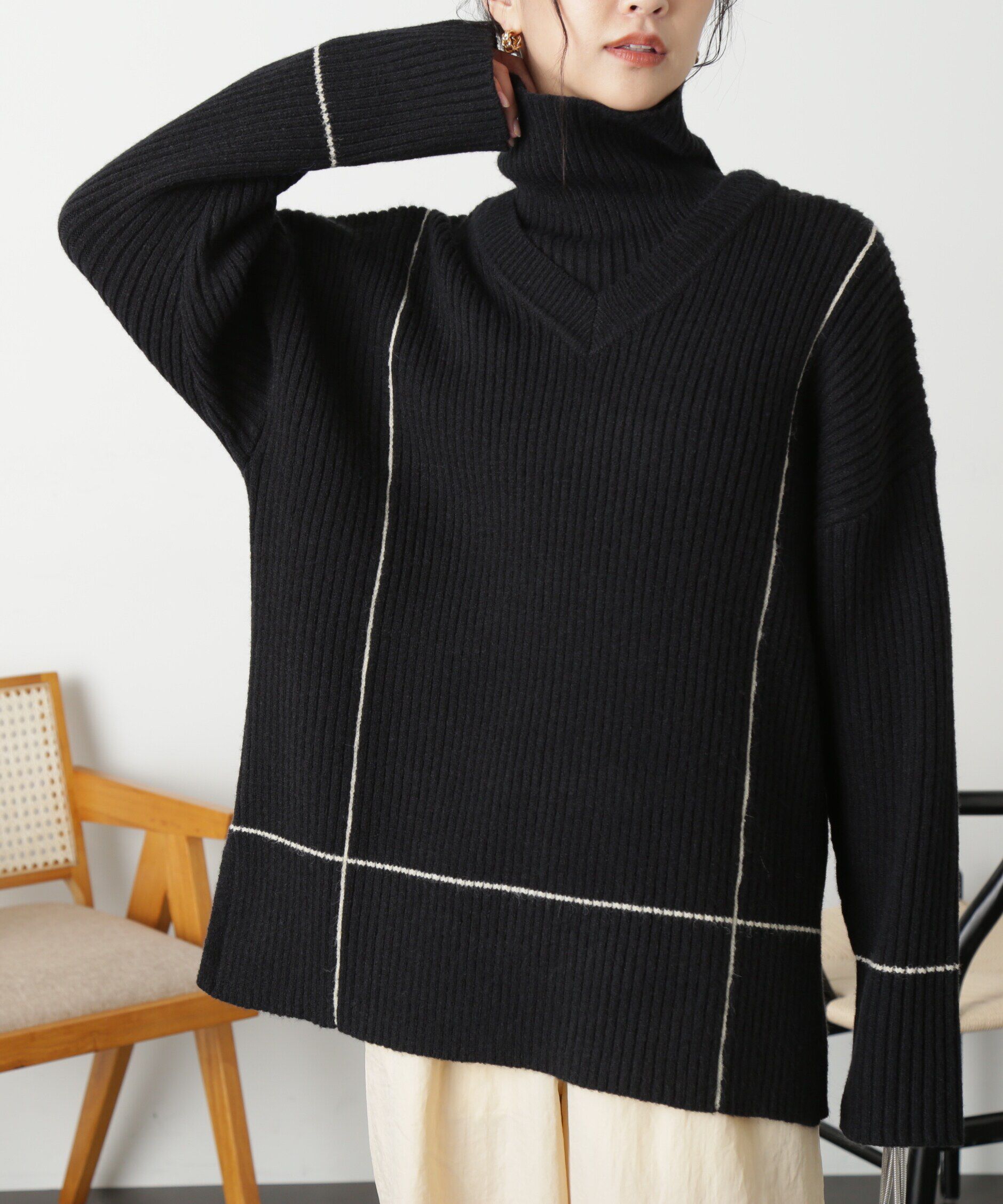  「2Wayネックウォーマー付きニット」|ニット・セーター|