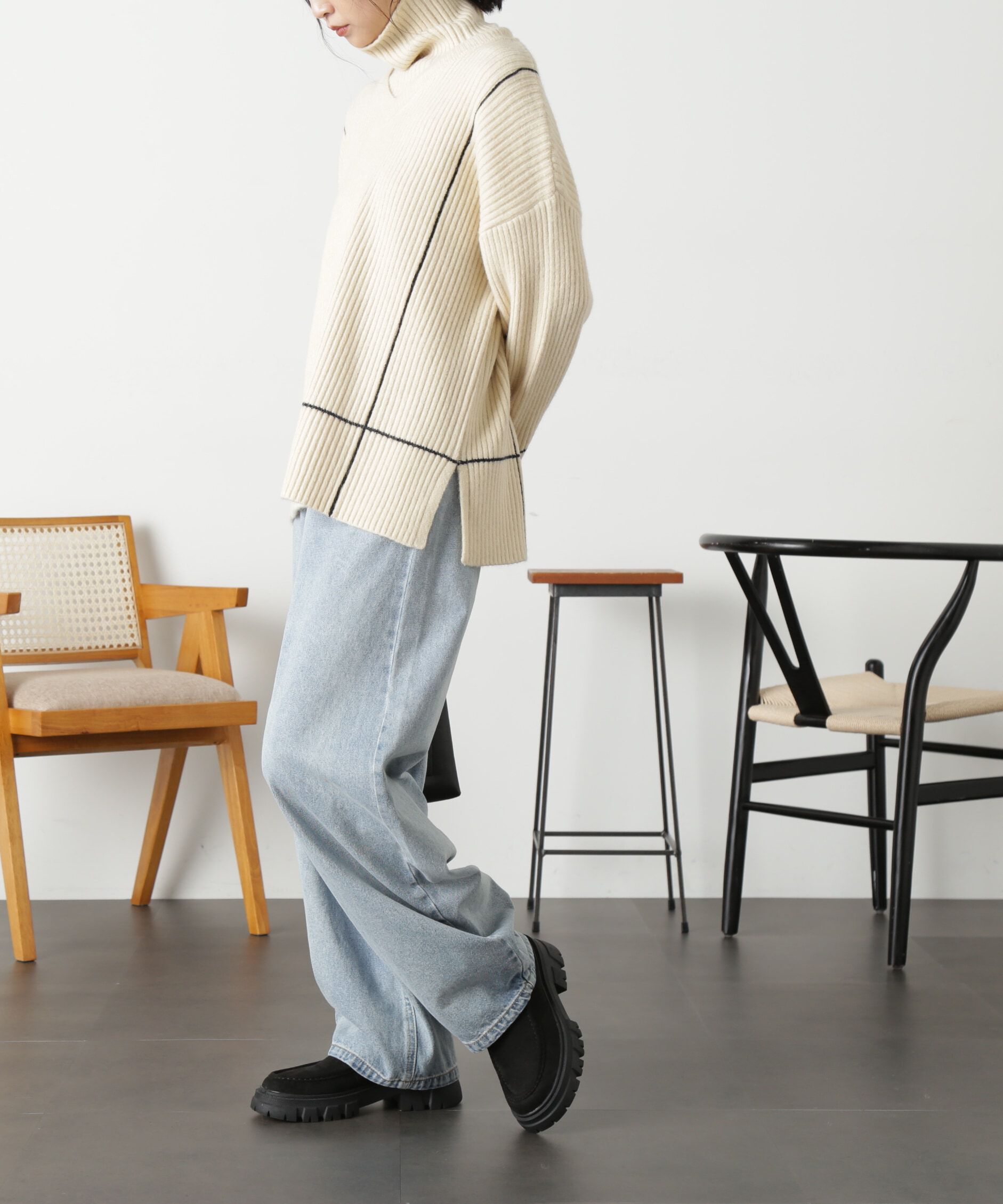  「2Wayネックウォーマー付きニット」|ニット・セーター|