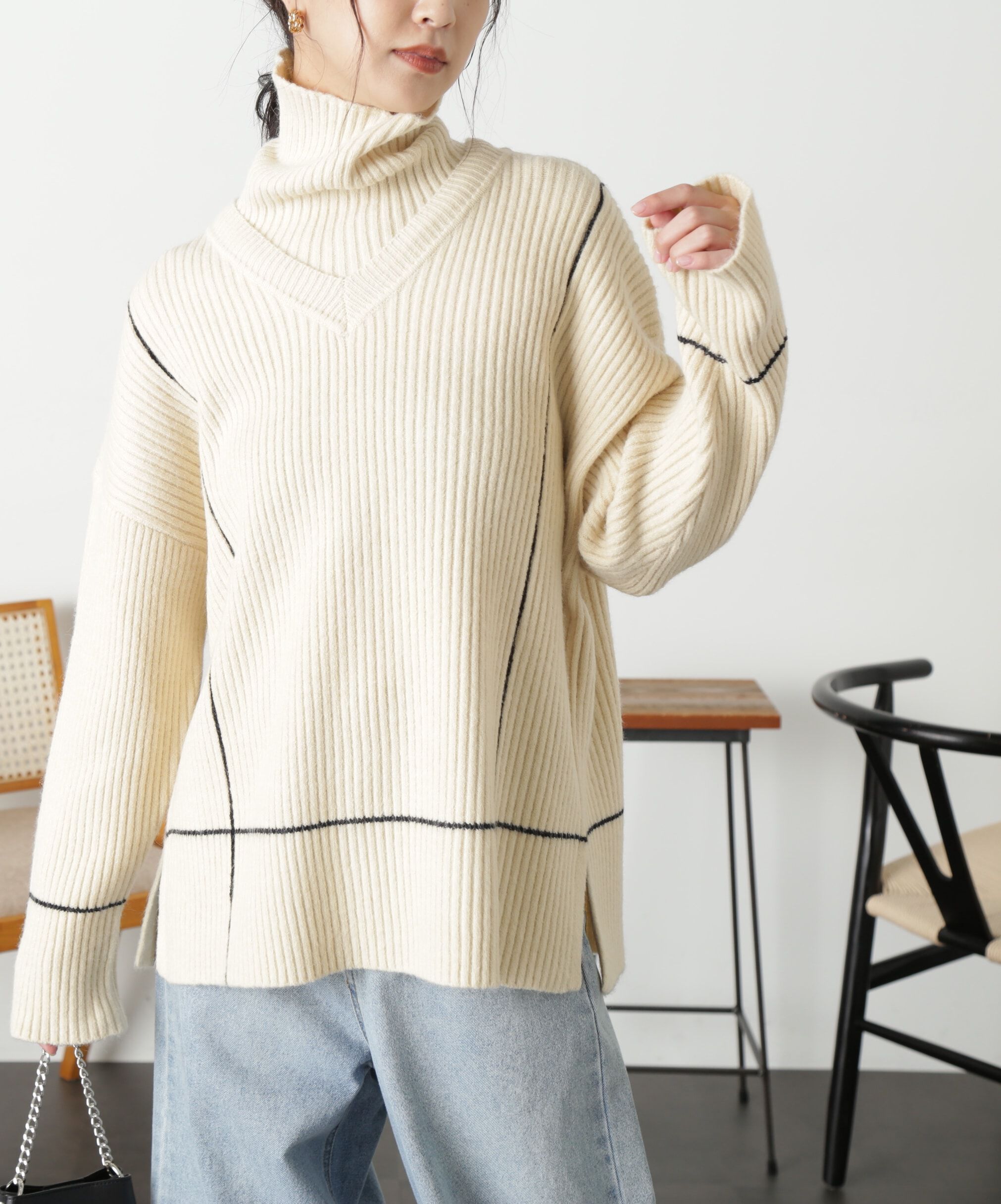  「2Wayネックウォーマー付きニット」|ニット・セーター|