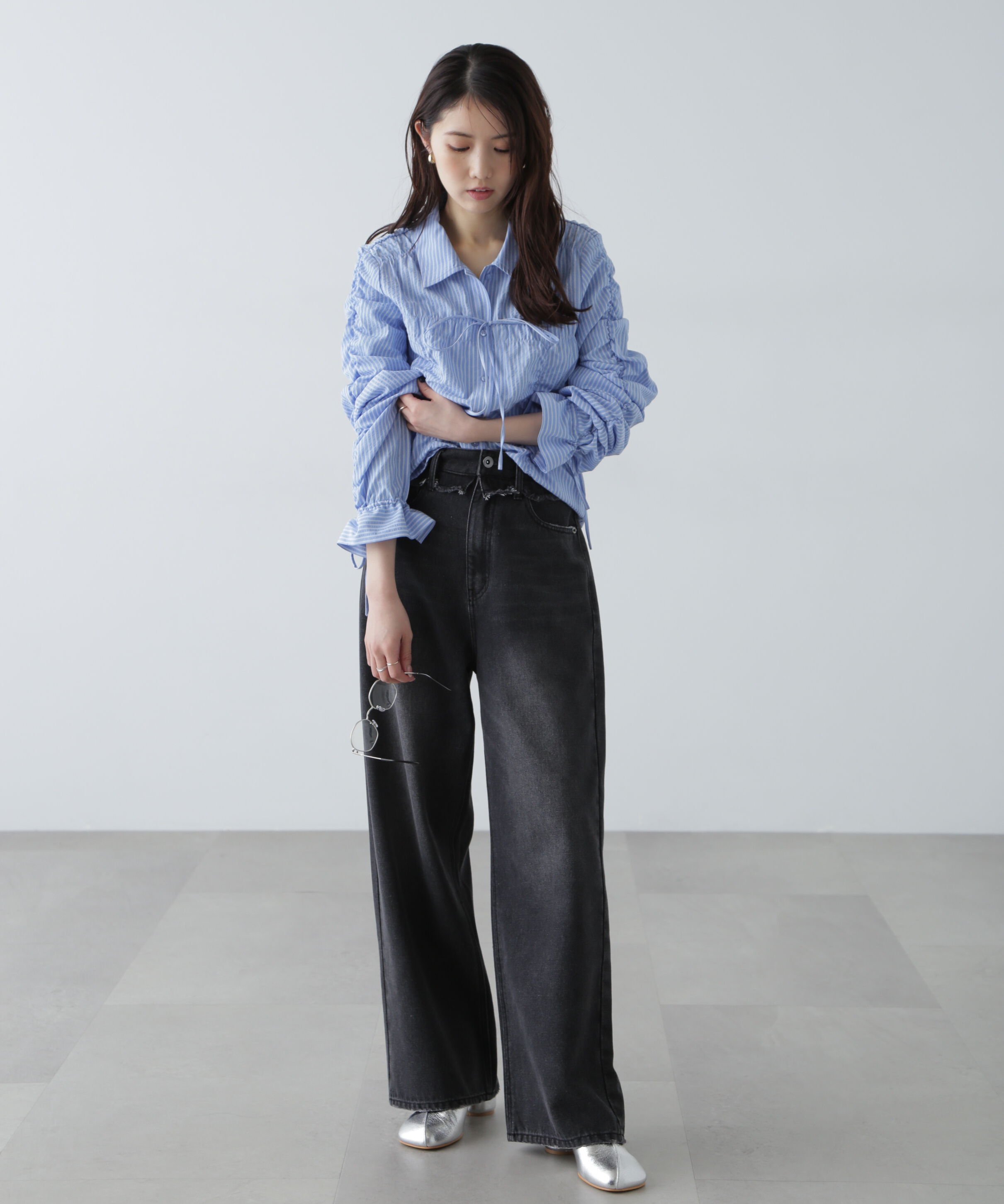  「ヨークレイヤードワイドデニムパンツ」|その他|