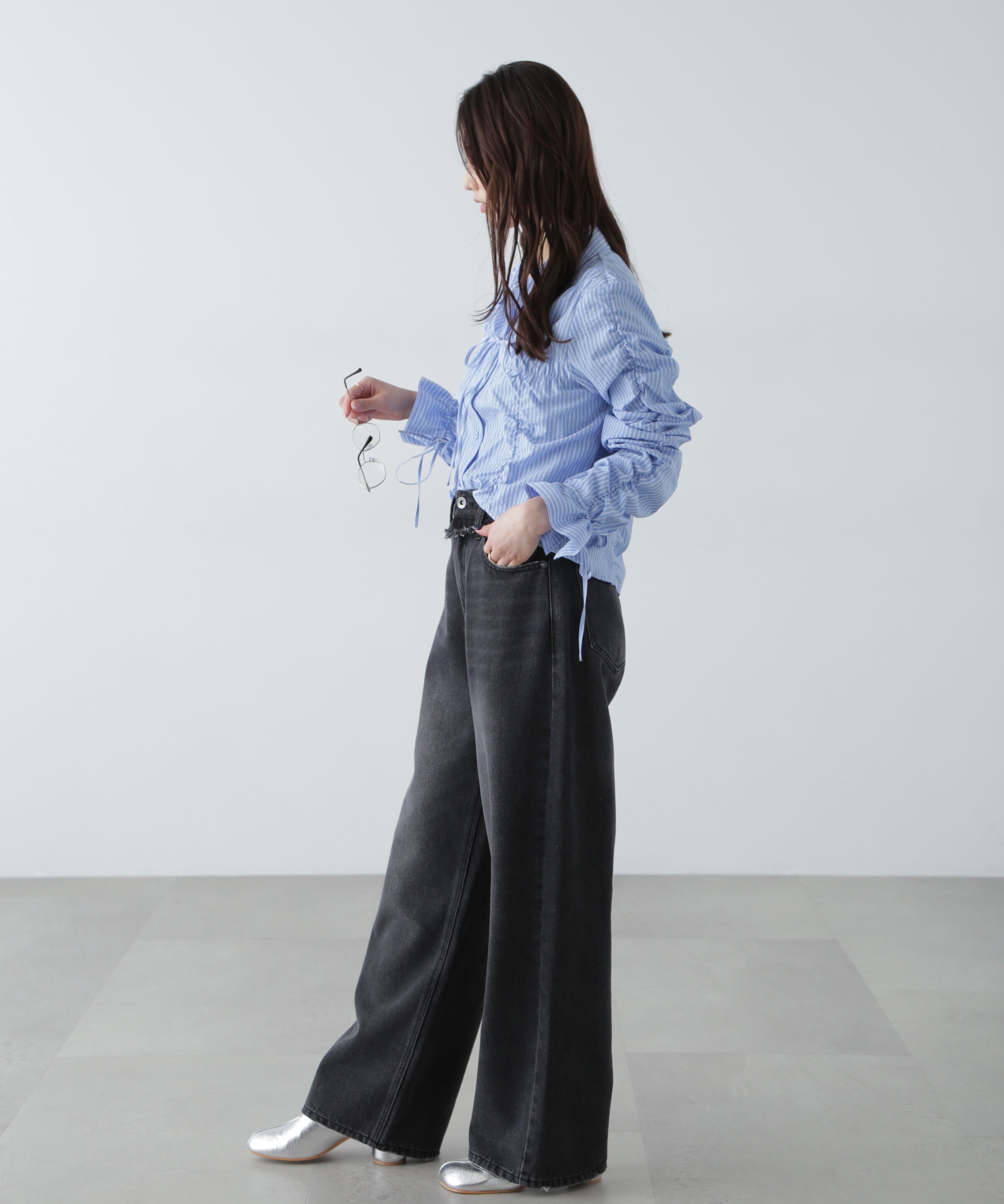  「ヨークレイヤードワイドデニムパンツ」|その他|