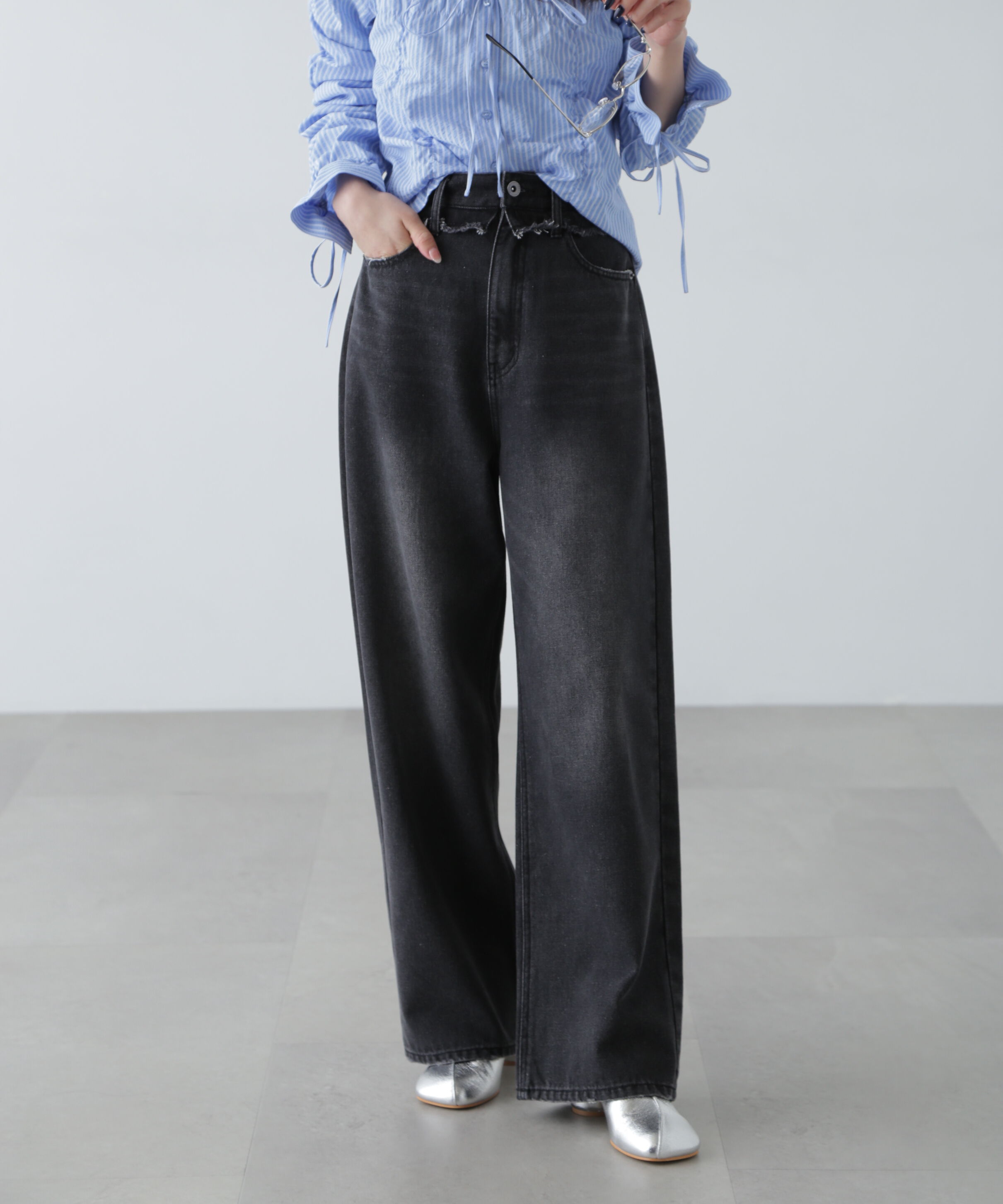  「ヨークレイヤードワイドデニムパンツ」|その他|