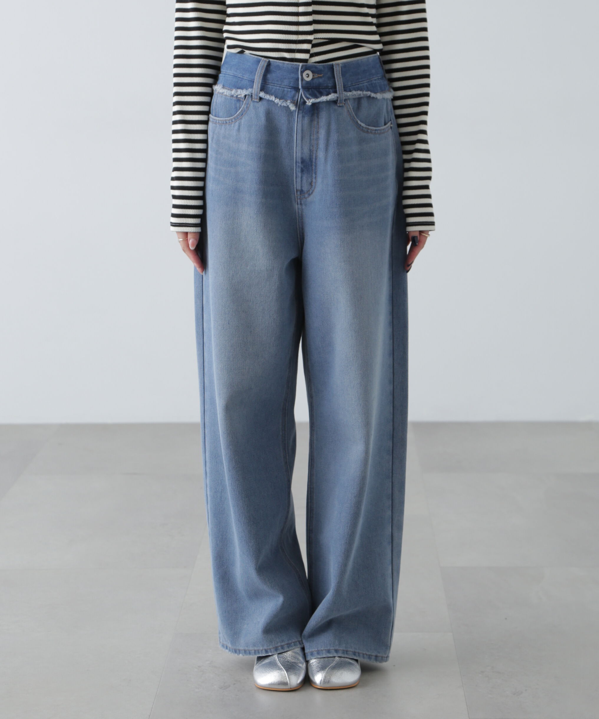  「ヨークレイヤードワイドデニムパンツ」|その他|