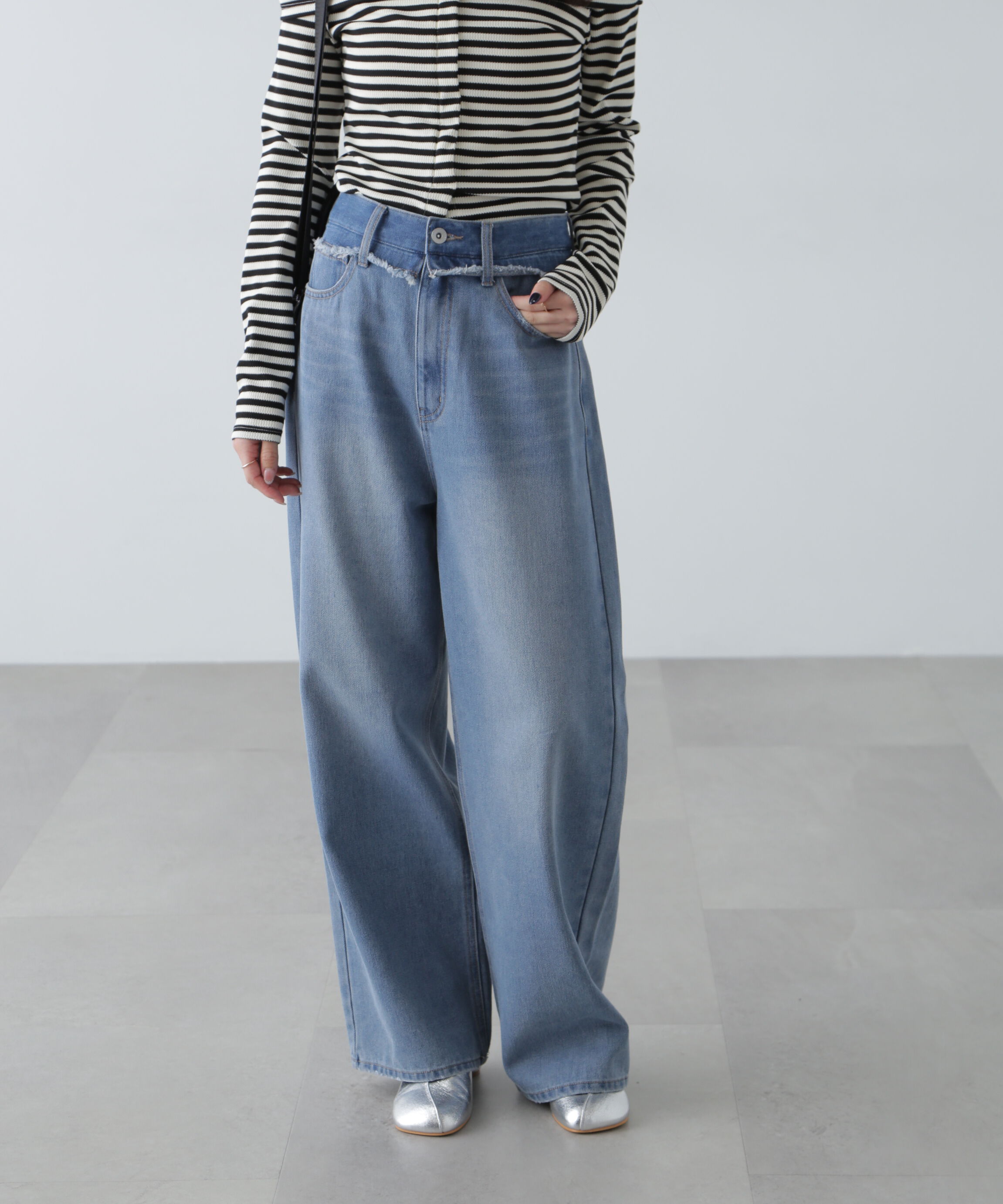  「ヨークレイヤードワイドデニムパンツ」|その他|