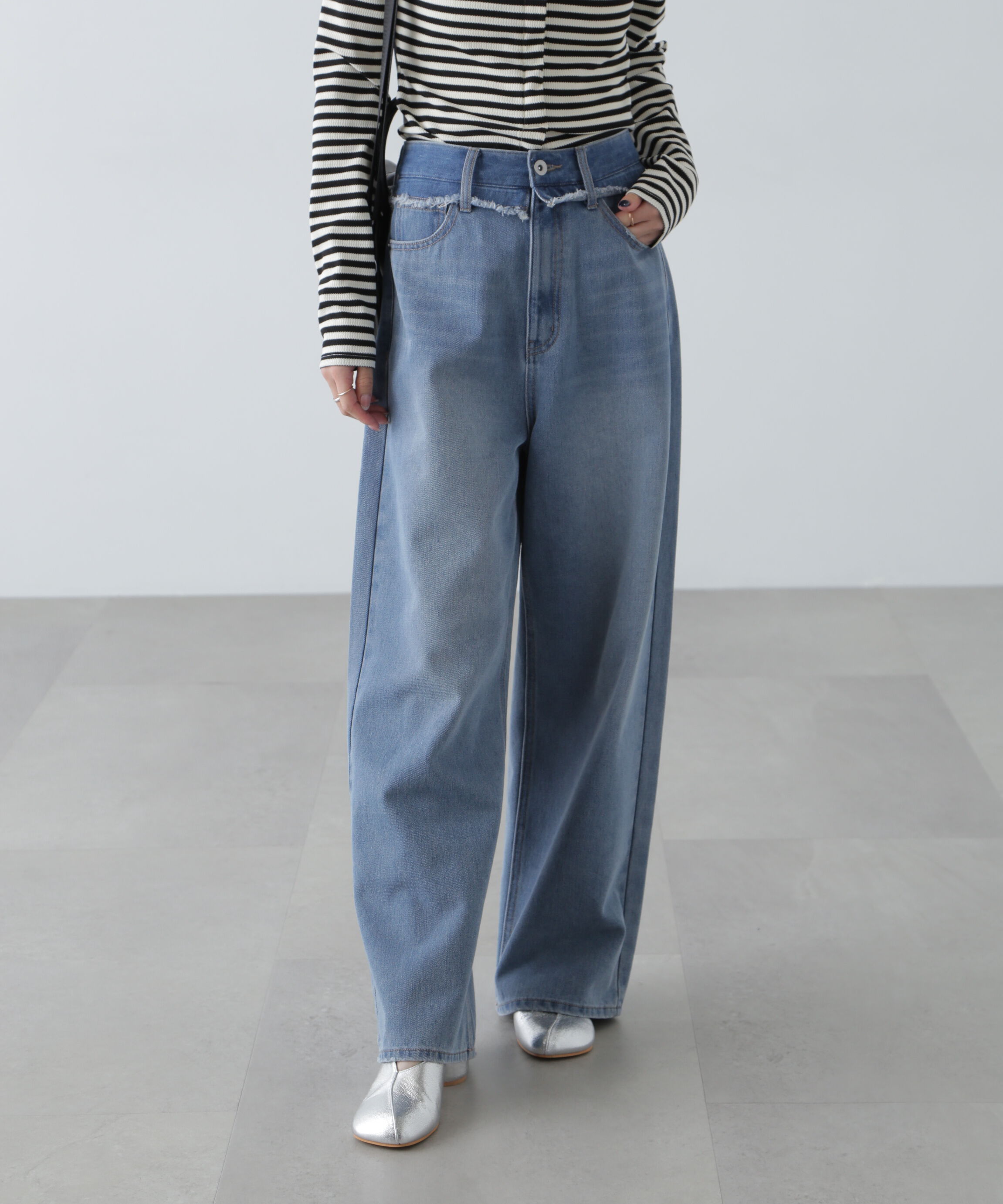  「ヨークレイヤードワイドデニムパンツ」|その他|