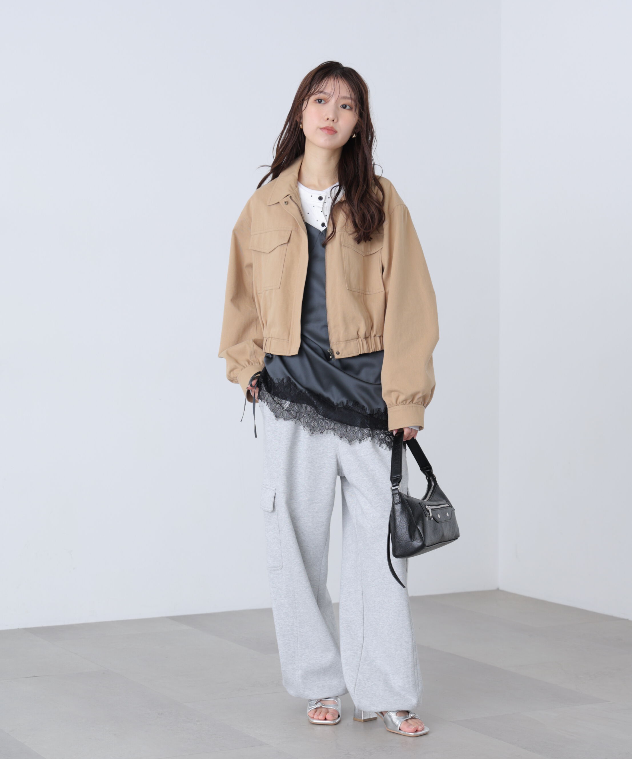  「〈ＭＦＭ〉レースサテンドロストキャミソール」|シャツ・ブラウス|