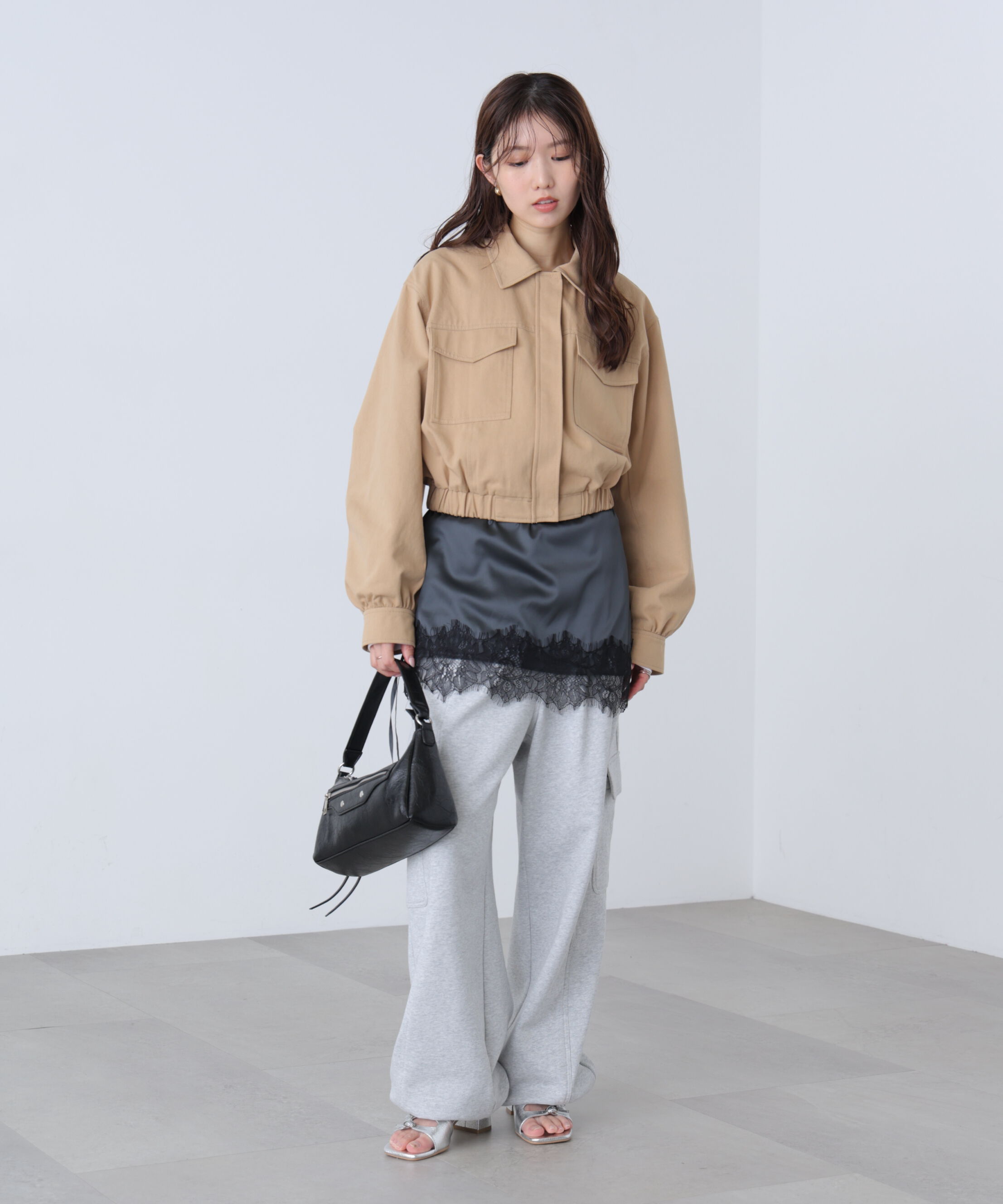  「〈ＭＦＭ〉レースサテンドロストキャミソール」|シャツ・ブラウス|