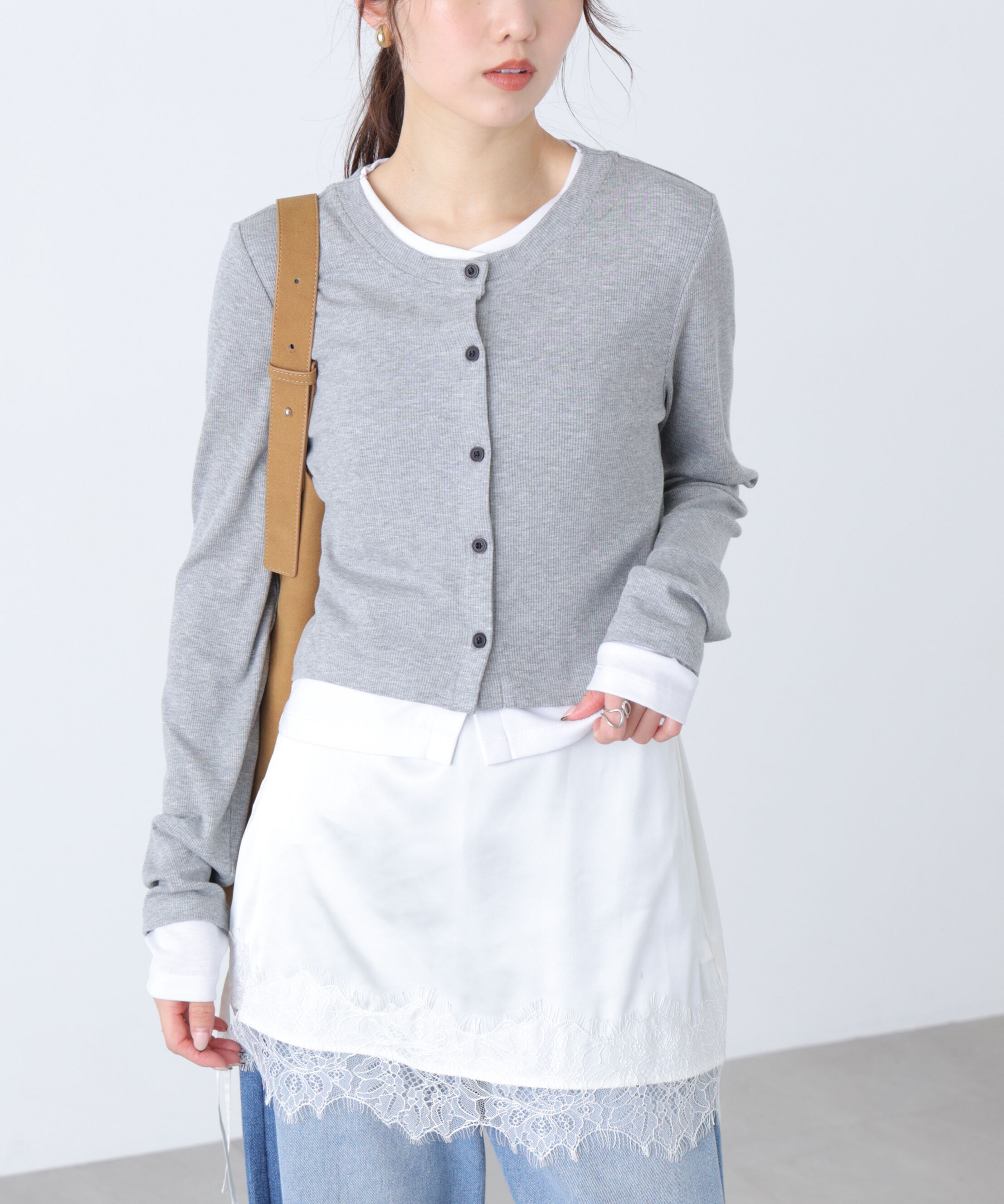  「〈ＭＦＭ〉レースサテンドロストキャミソール」|シャツ・ブラウス|