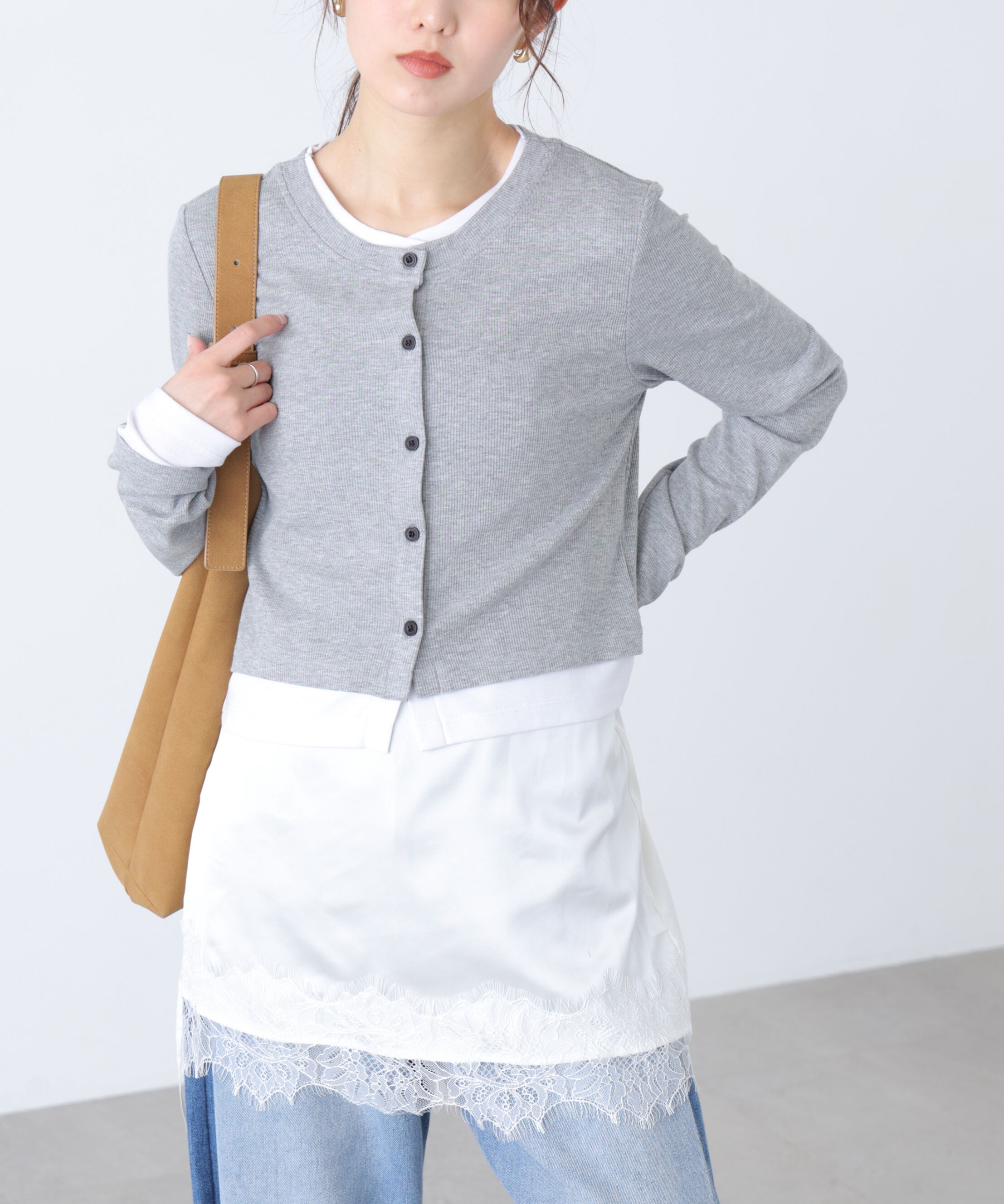  「〈ＭＦＭ〉レースサテンドロストキャミソール」|シャツ・ブラウス|