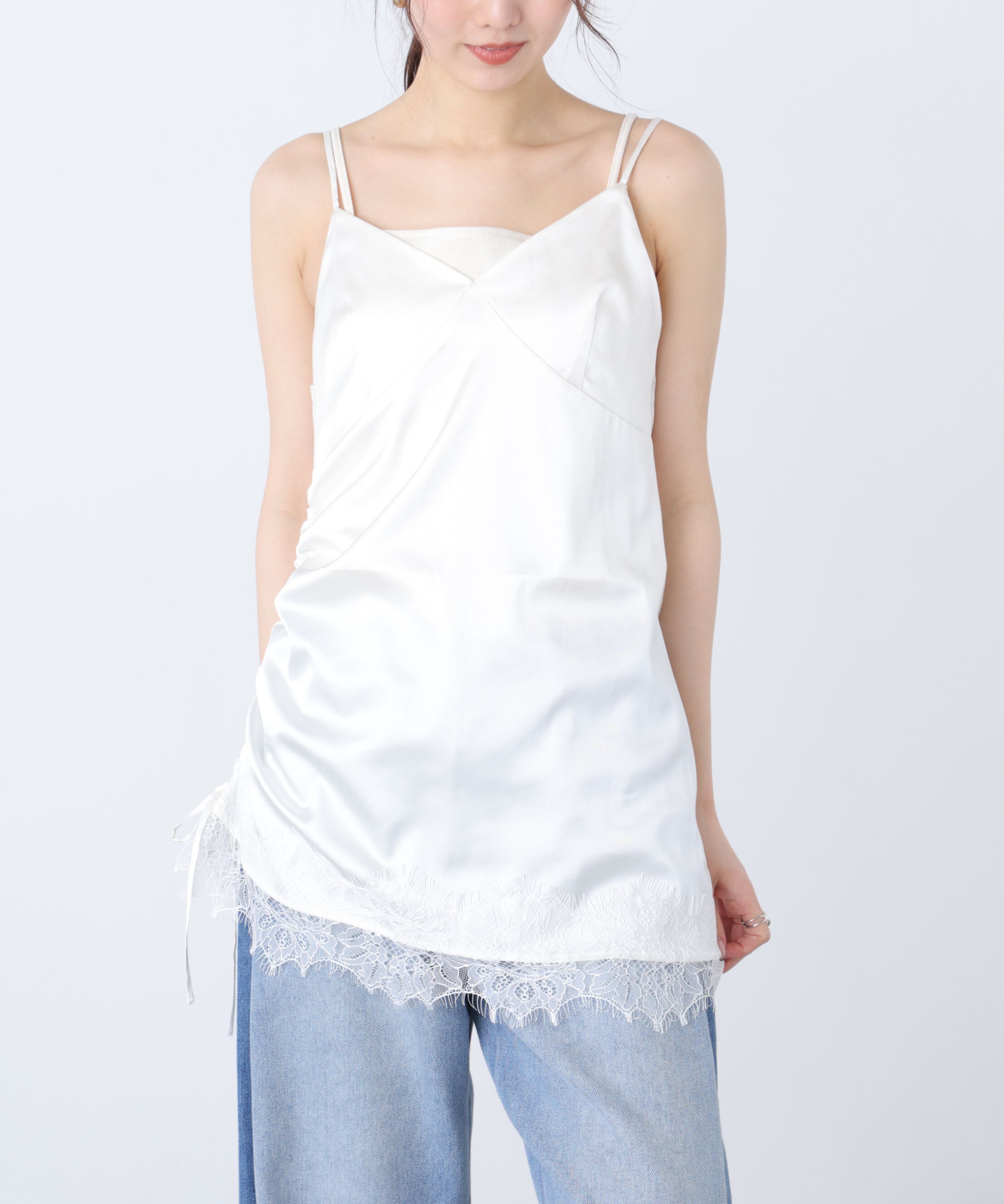  「〈ＭＦＭ〉レースサテンドロストキャミソール」|シャツ・ブラウス|