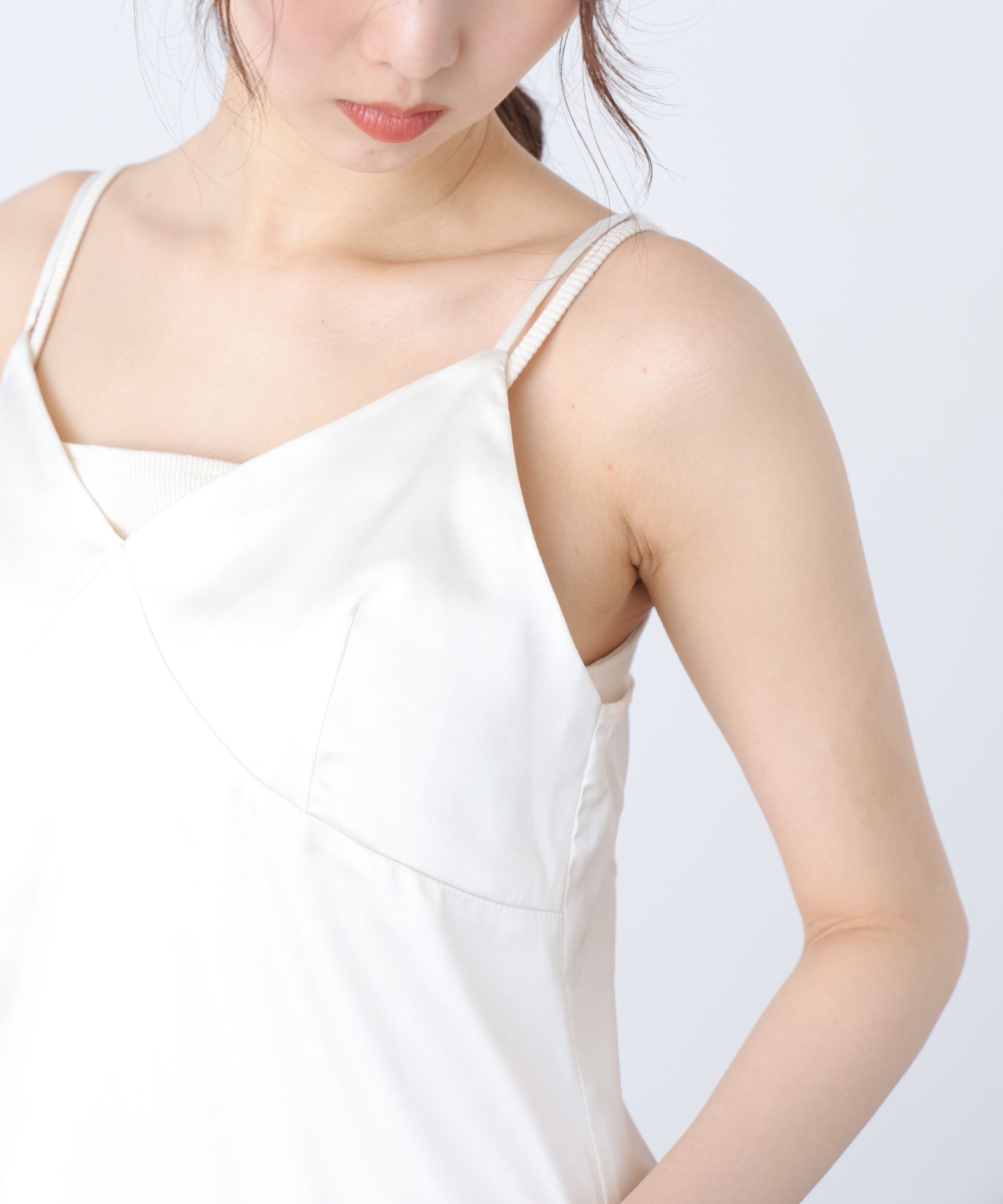  「〈ＭＦＭ〉レースサテンドロストキャミソール」|シャツ・ブラウス|