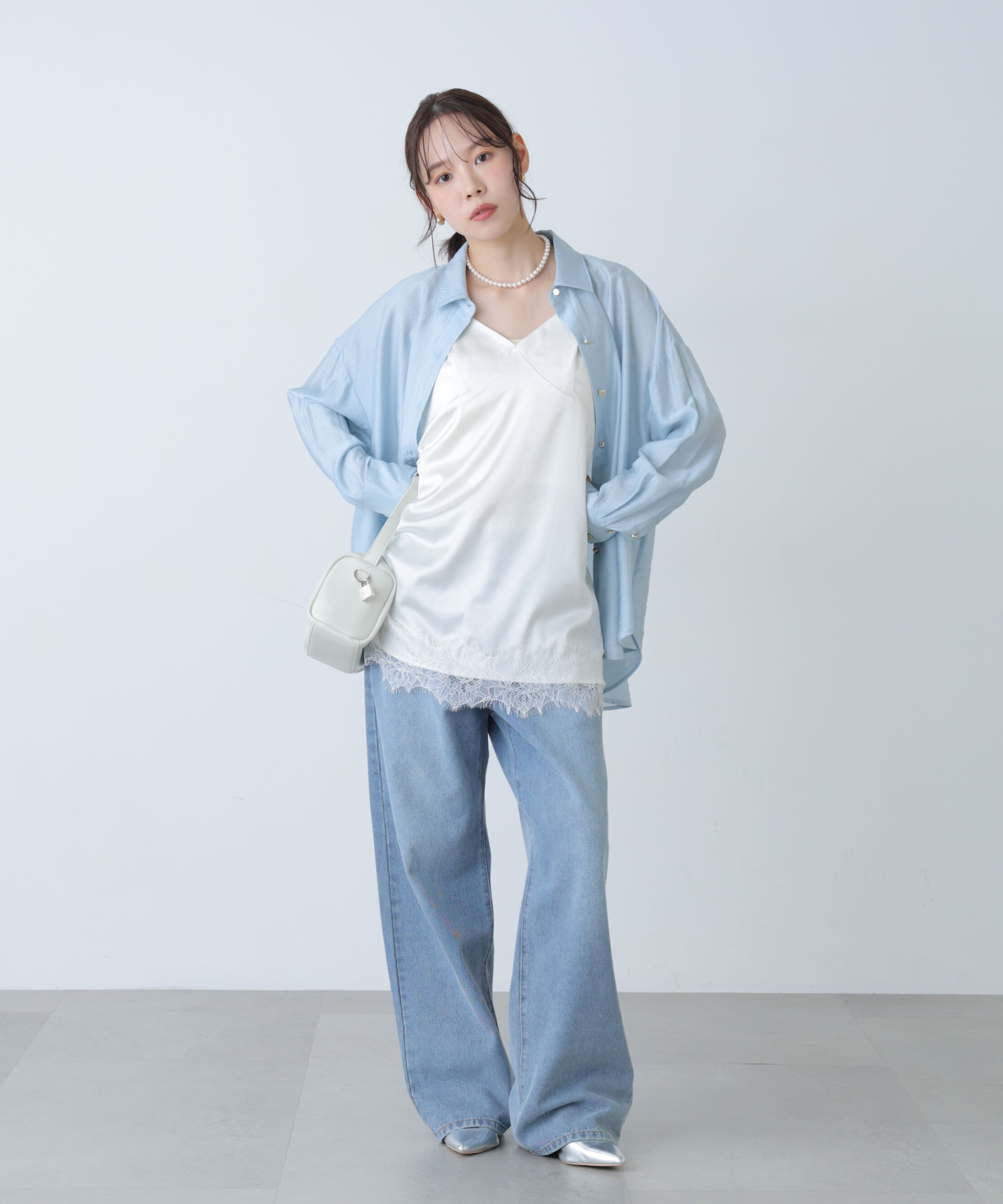  「〈ＭＦＭ〉レースサテンドロストキャミソール」|シャツ・ブラウス|