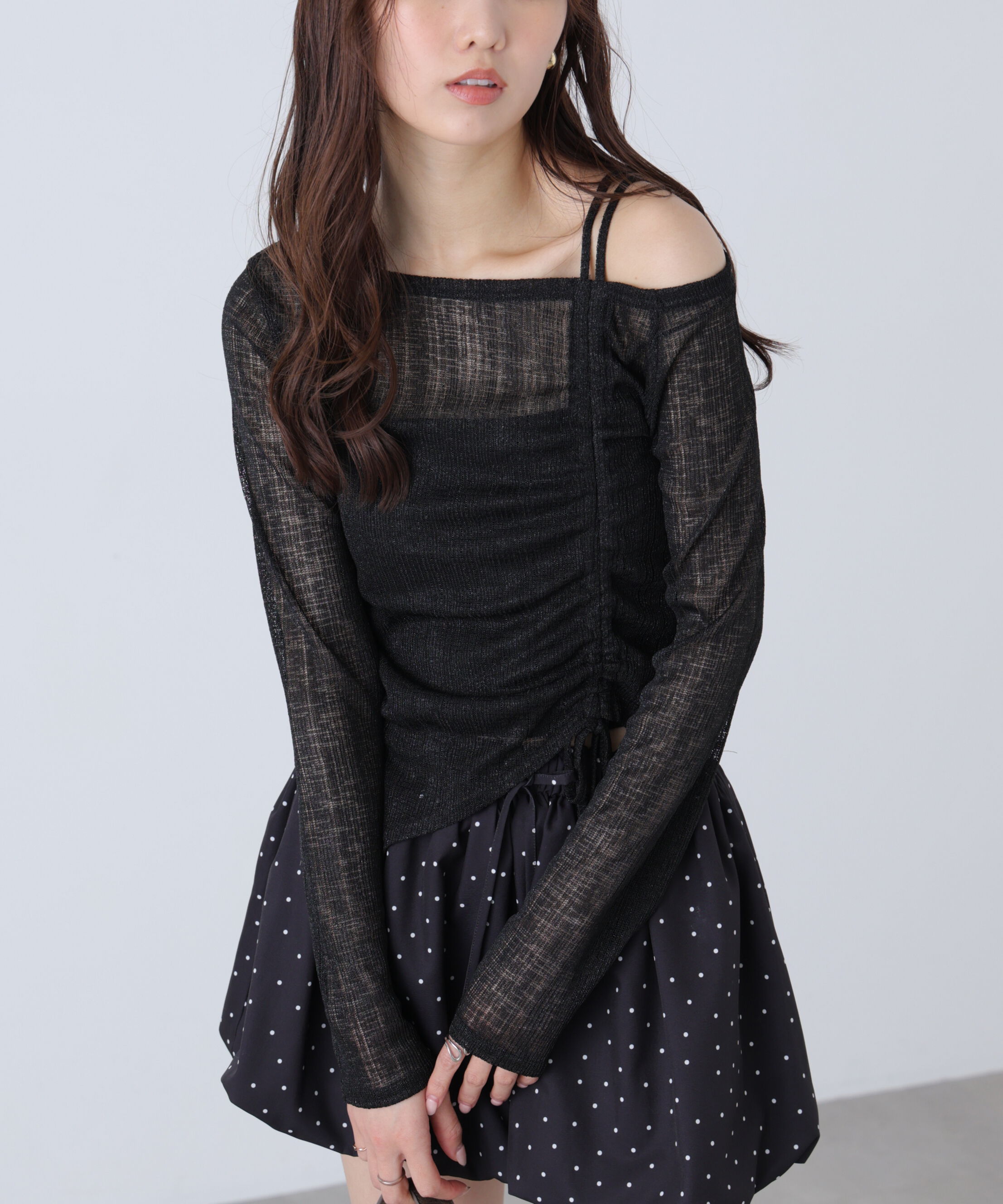  「シアーストライプワンショルシャーリングカットソー」|Tシャツ・カットソー|