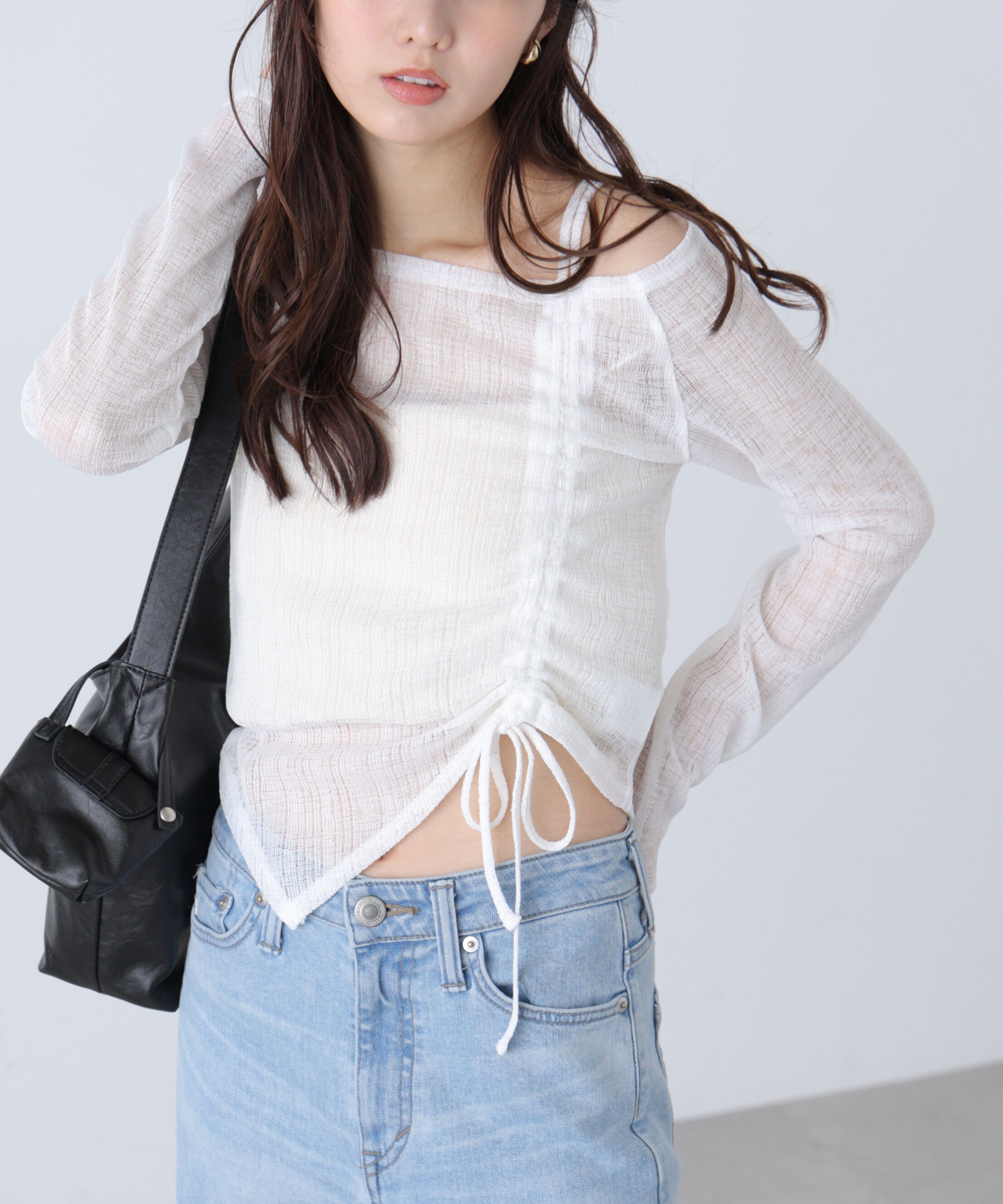  「シアーストライプワンショルシャーリングカットソー」|Tシャツ・カットソー|