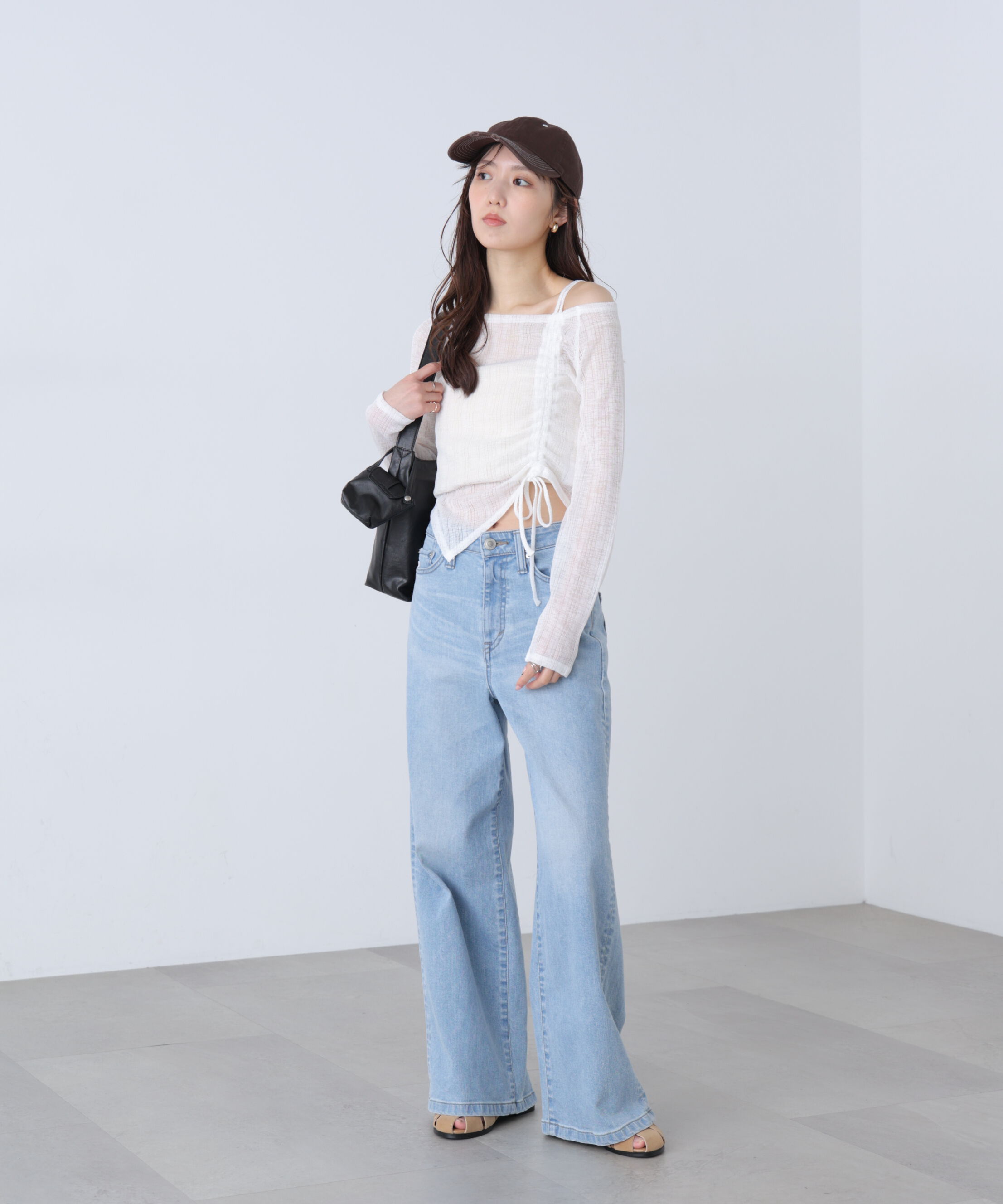  「シアーストライプワンショルシャーリングカットソー」|Tシャツ・カットソー|