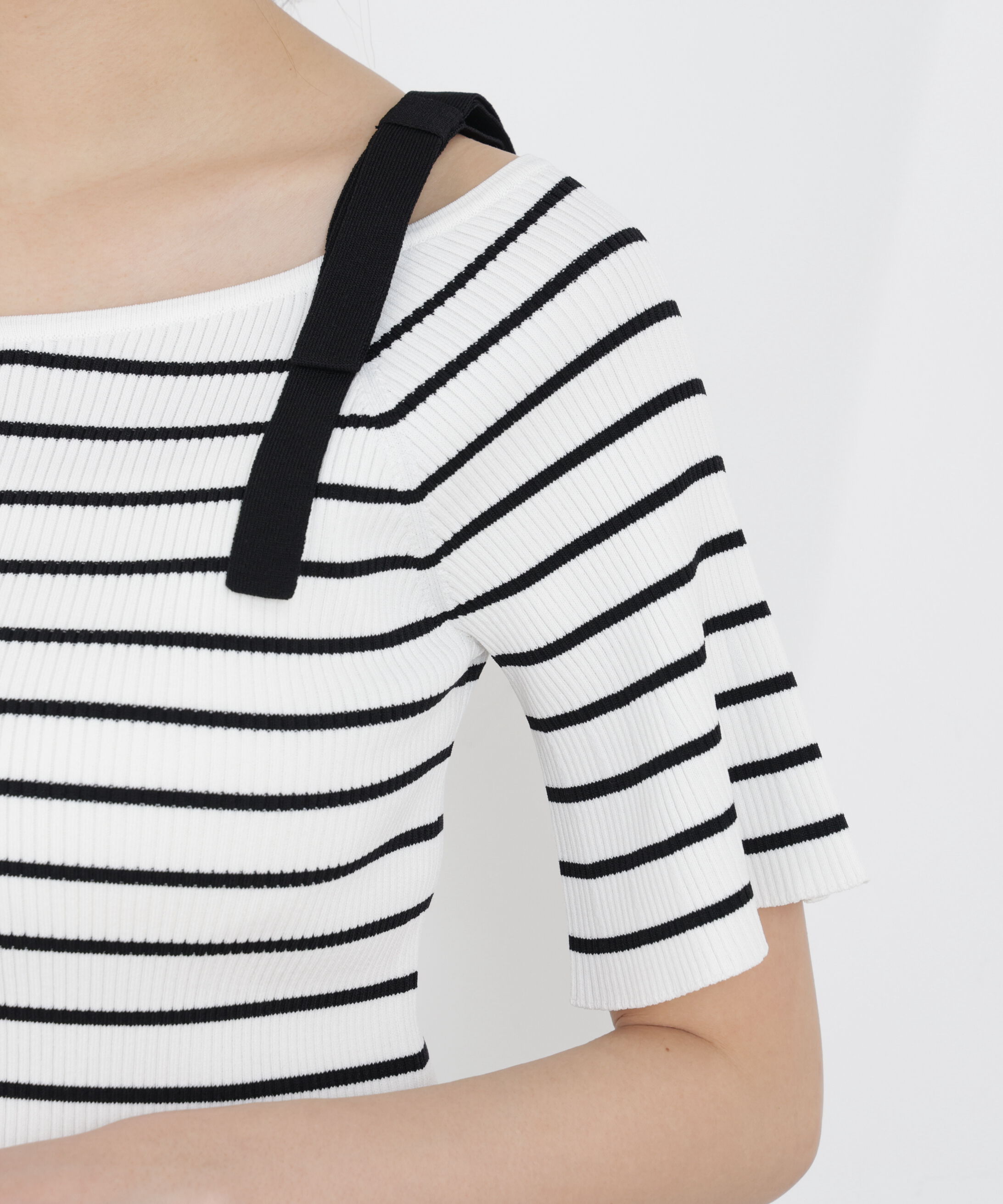 PROPORTION BODY DRESSING「＜ウォッシャブル/UV＞肩リボンオフショルニット　26SS」|ニット・セーター|