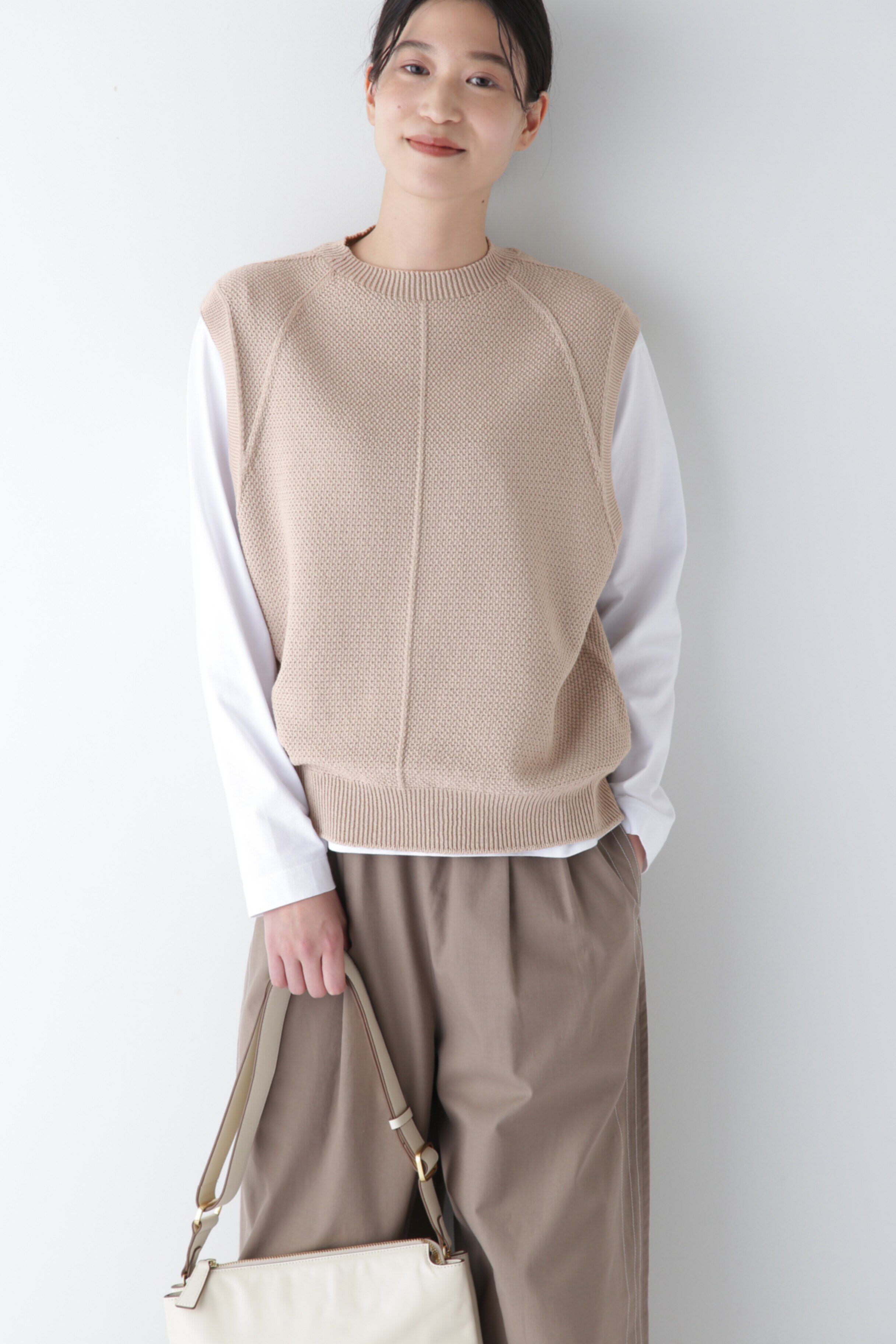  「◆【ウォッシャブル】コットンポリエステルリンクスベスト」|ニット・セーター|グレージュ2