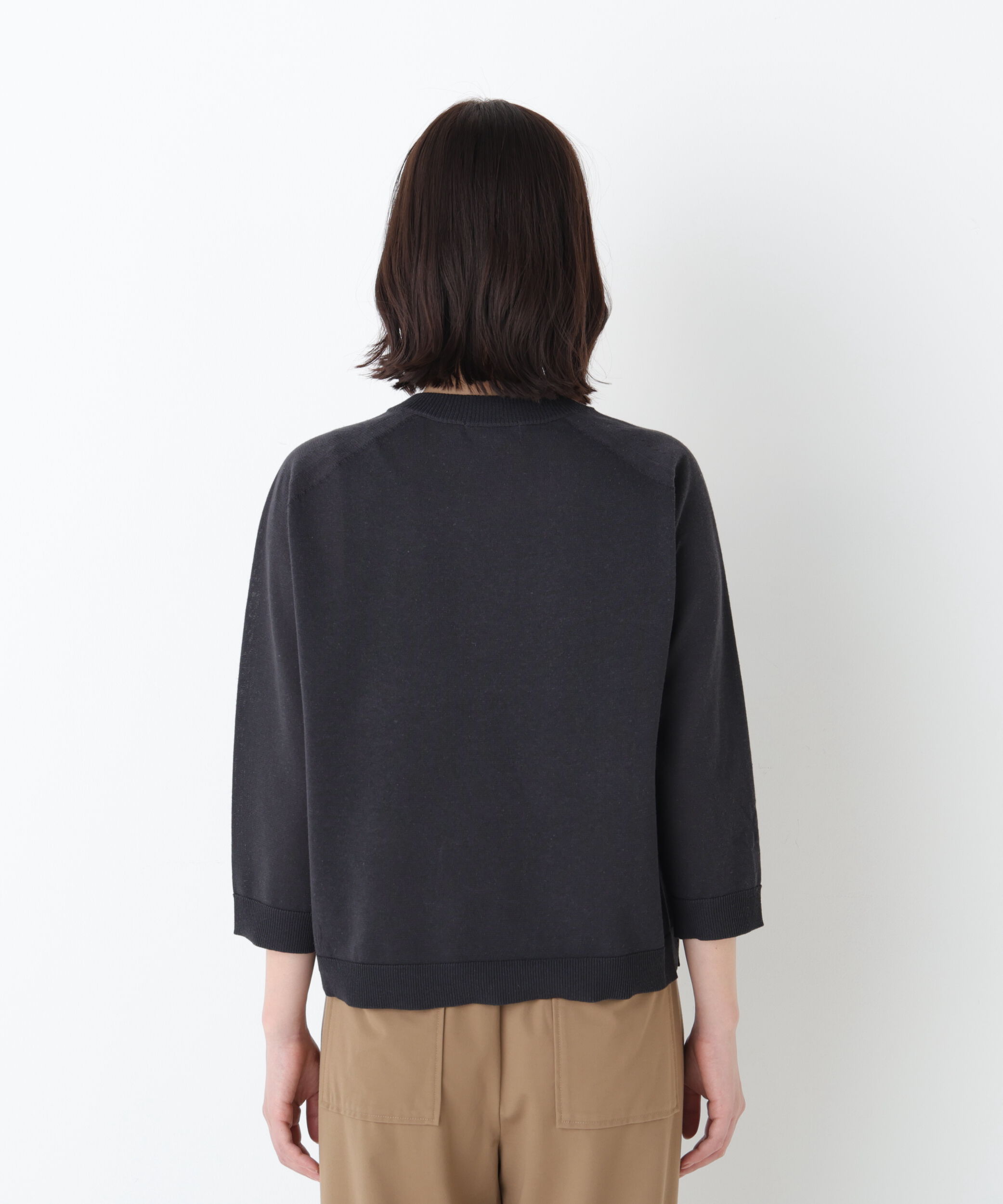  「◆ハイゲージニット６分袖ボタンプルオーバー」|ニット・セーター|