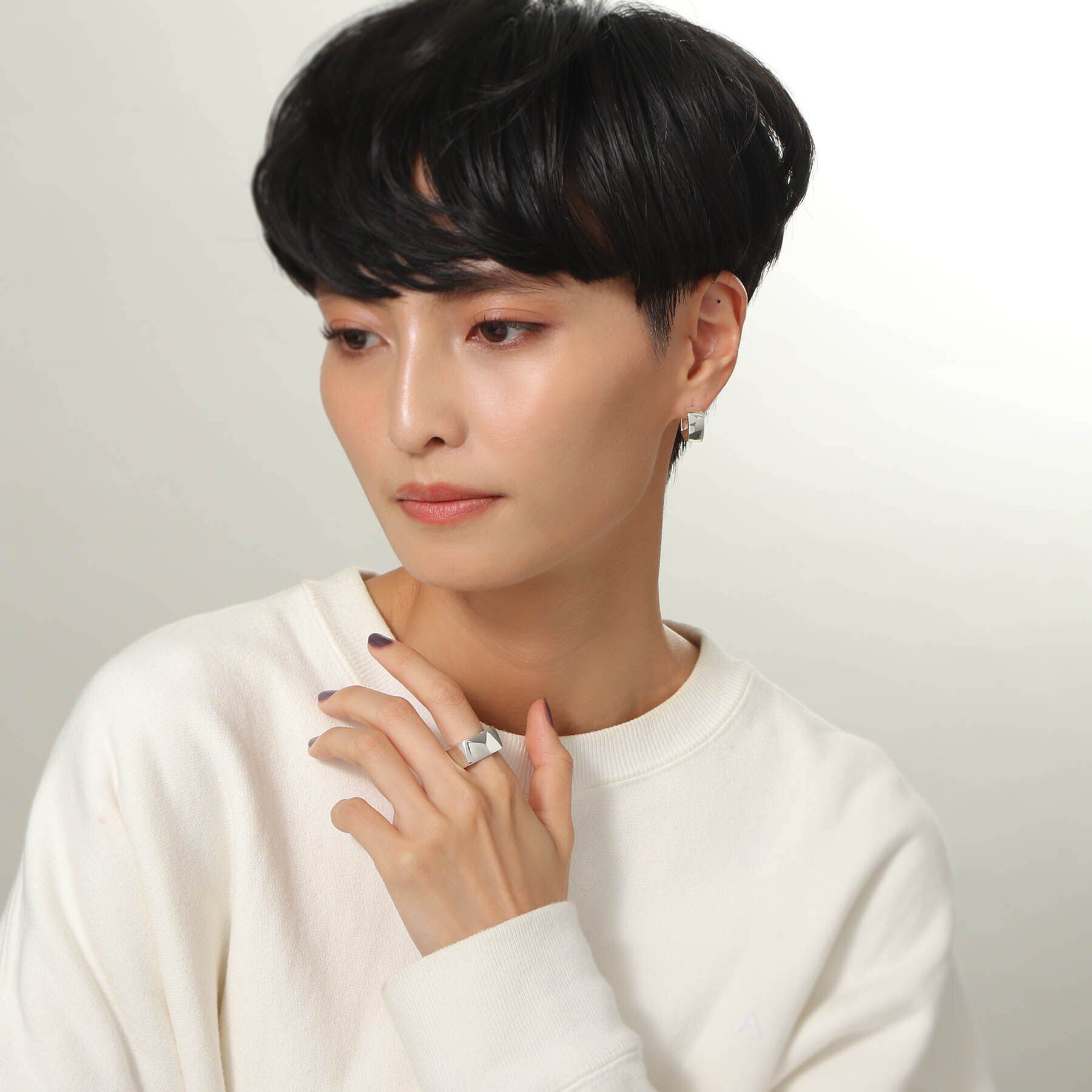 COCOSHNIK ONKITSCH「シルバー ツイストスクエア リングL」|リング|