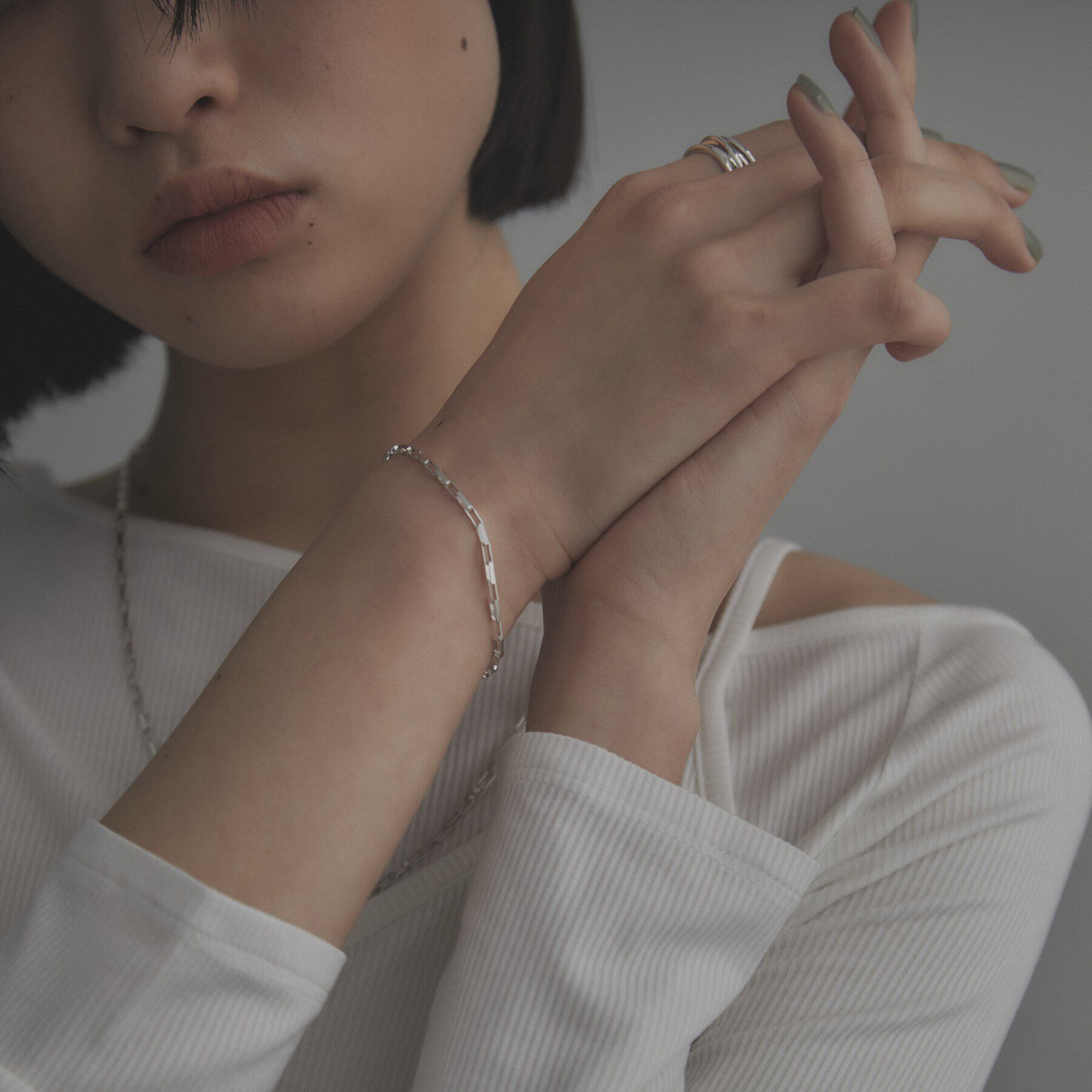 COCOSHNIK ONKITSCH「シルバー デザインチェーン ボックスブレスレットM」|ブレスレット・バングル|