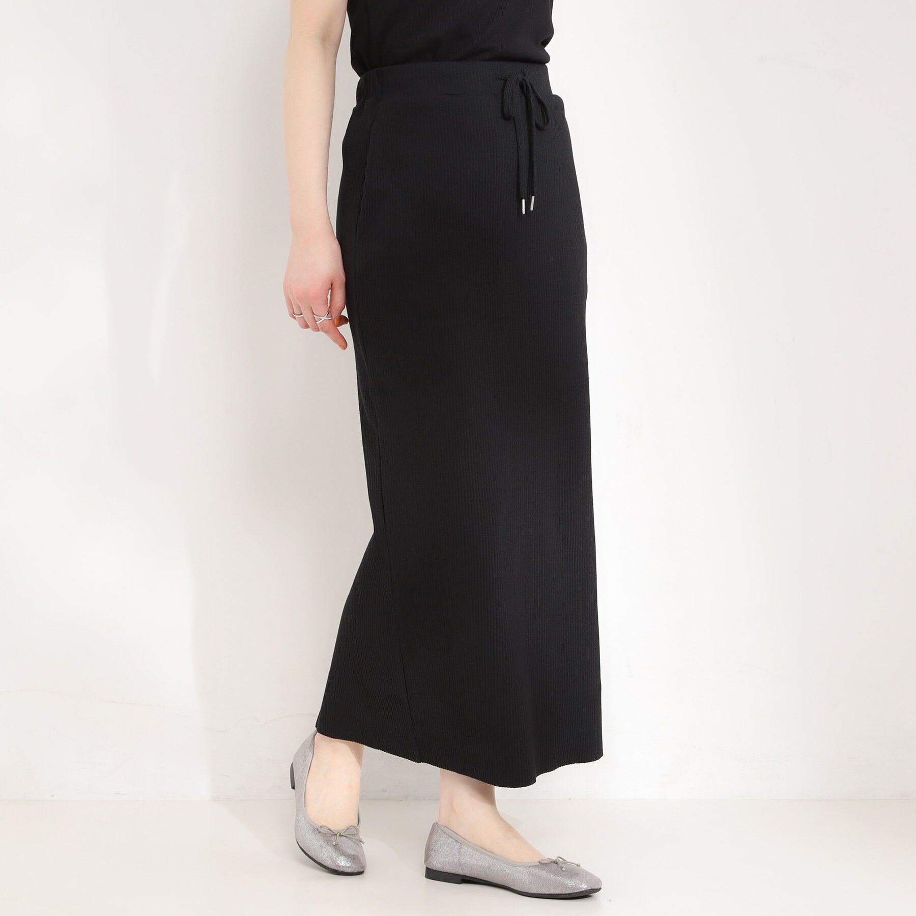 SHOO･LA･RUE「【セルフカット可能/洗濯機可/S-LL】テレコナロースカート」|スカート|