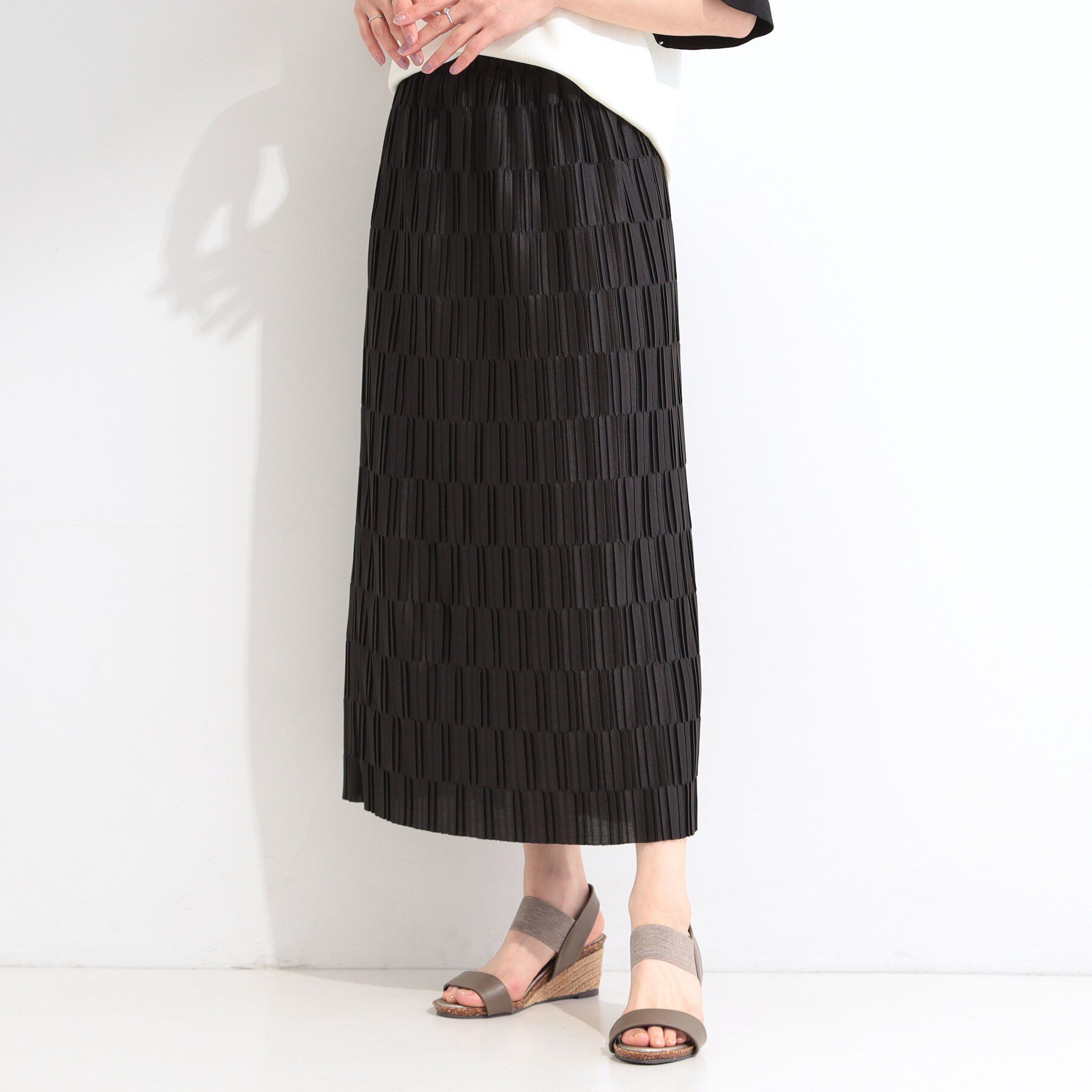 SHOO･LA･RUE「【S-LL/洗濯機可】変形プリーツで差が付く ナロースカート」|ワンピース|