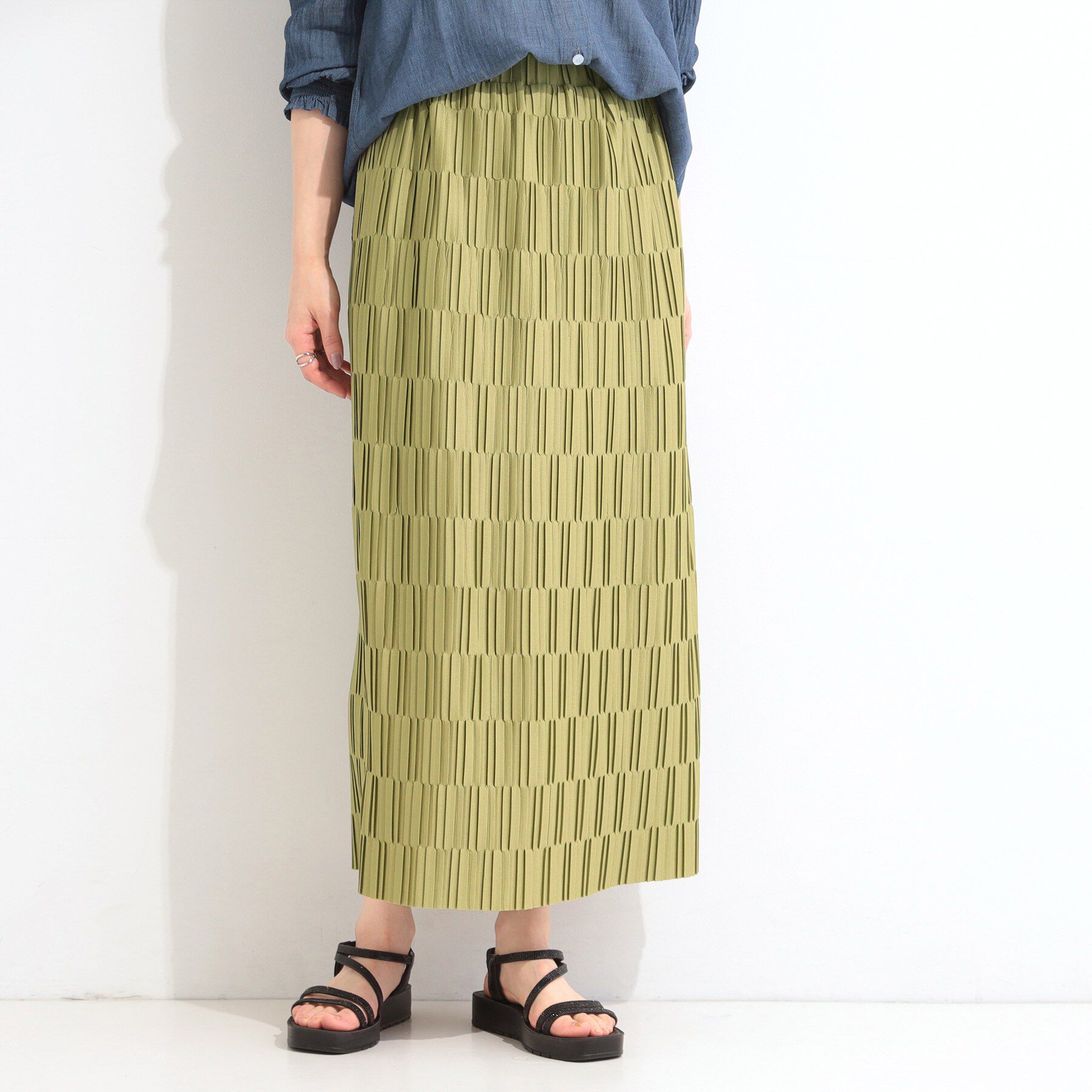 SHOO･LA･RUE「【S-LL/洗濯機可】変形プリーツで差が付く ナロースカート」|ワンピース|