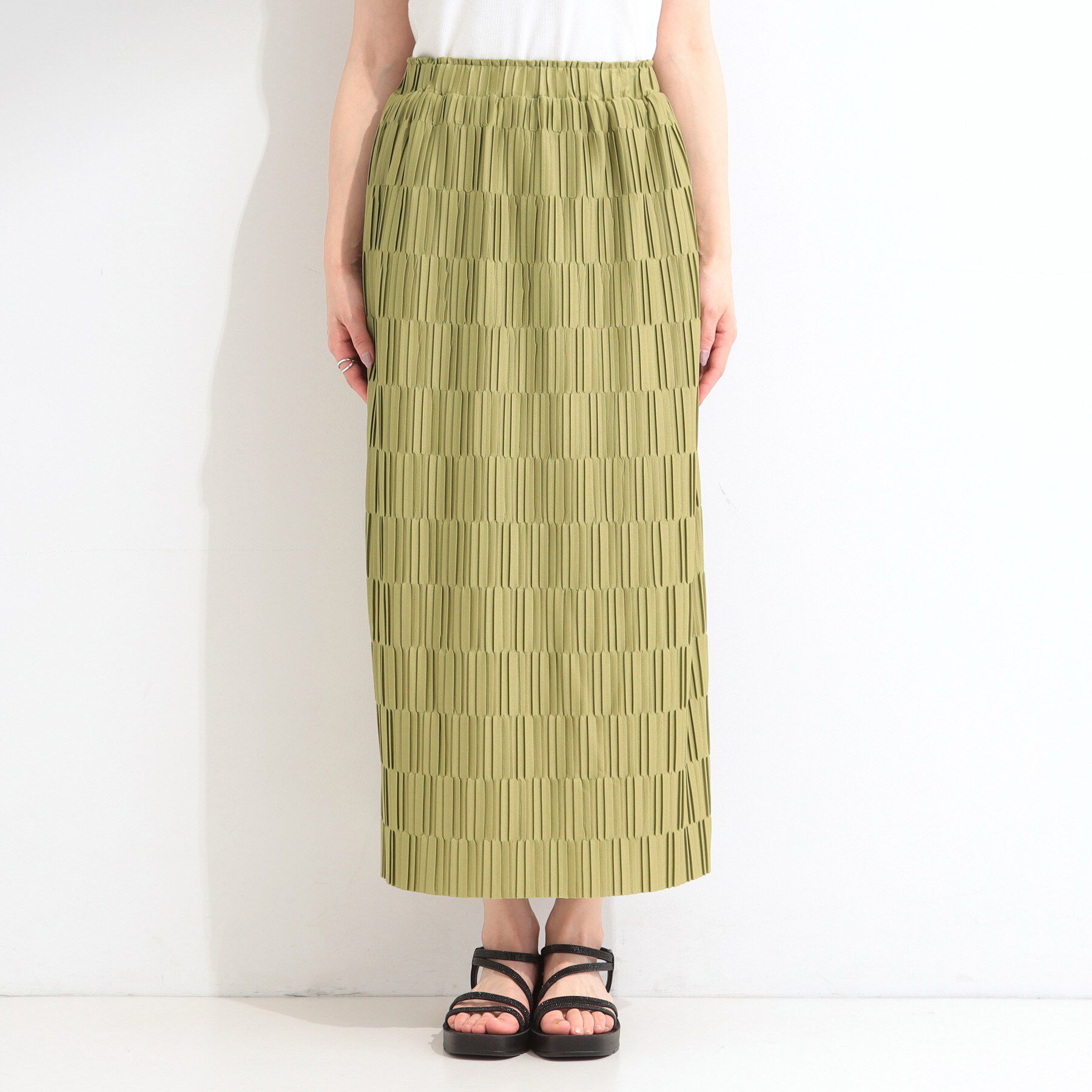 SHOO･LA･RUE「【S-LL/洗濯機可】変形プリーツで差が付く ナロースカート」|ワンピース|