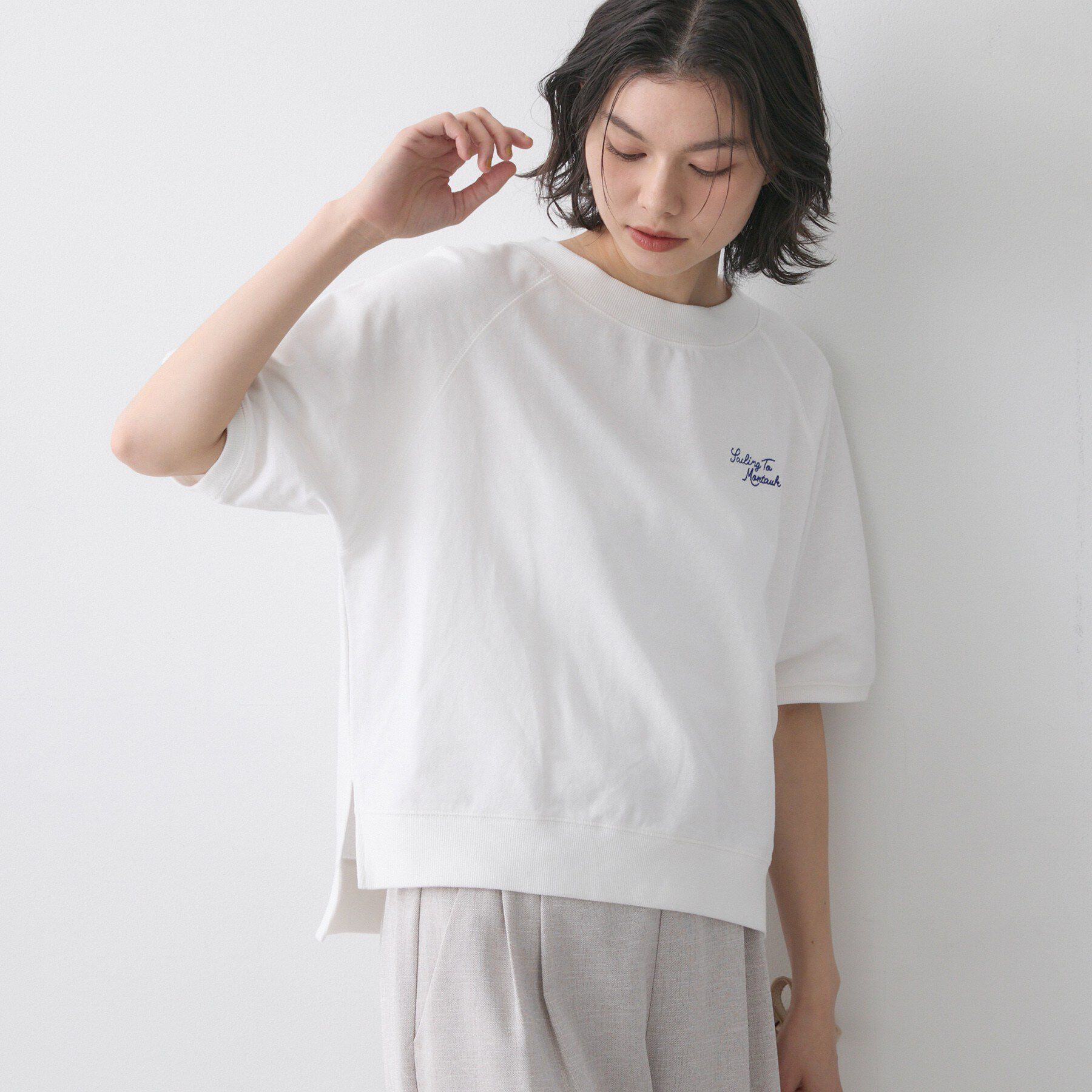 Dessin「【洗える】ミニ裏毛刺繍ロゴプルオーバー」|Tシャツ・カットソー|