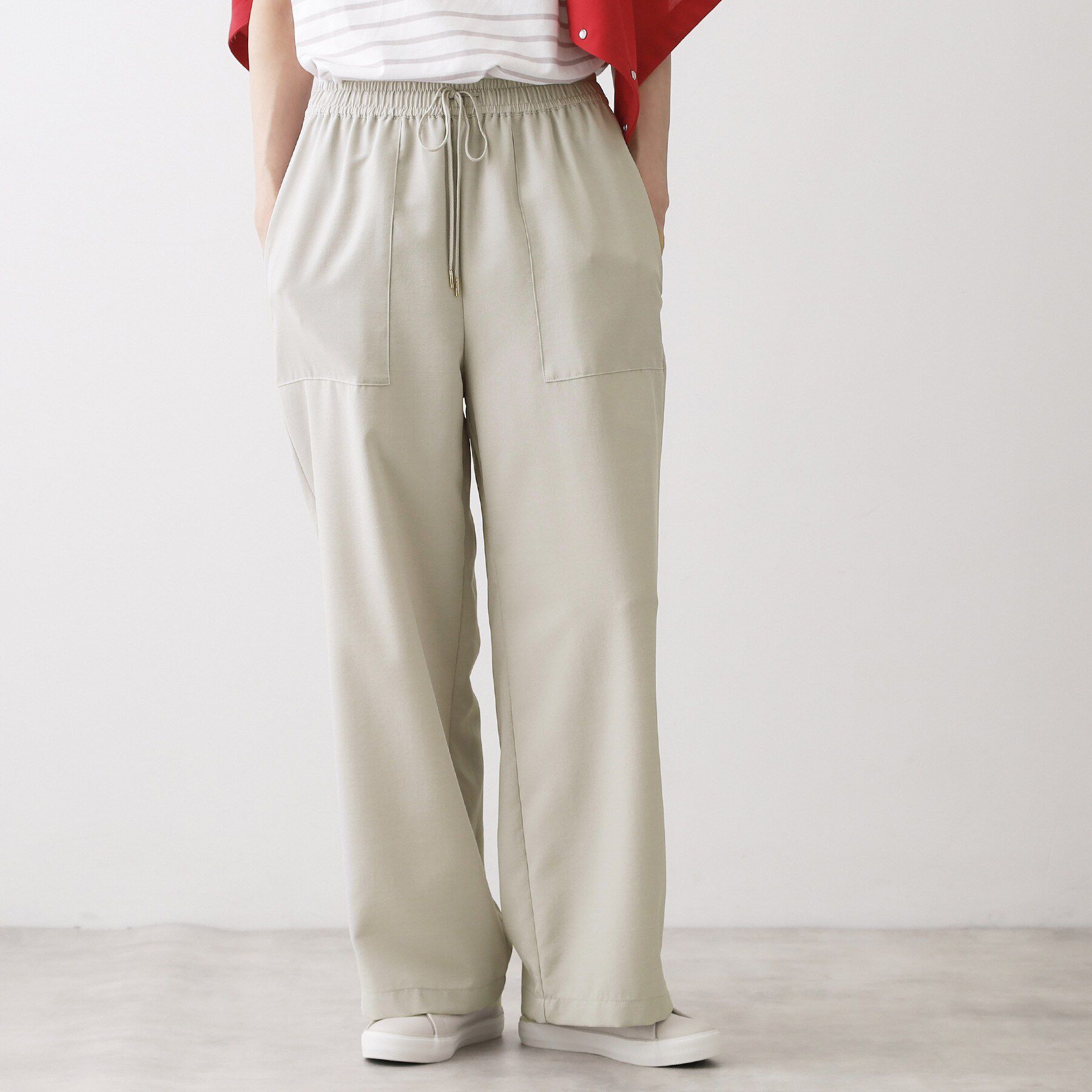 Dessin「【接触冷感/ウエストゴム/洗える】イージーワイドパンツ」|その他|