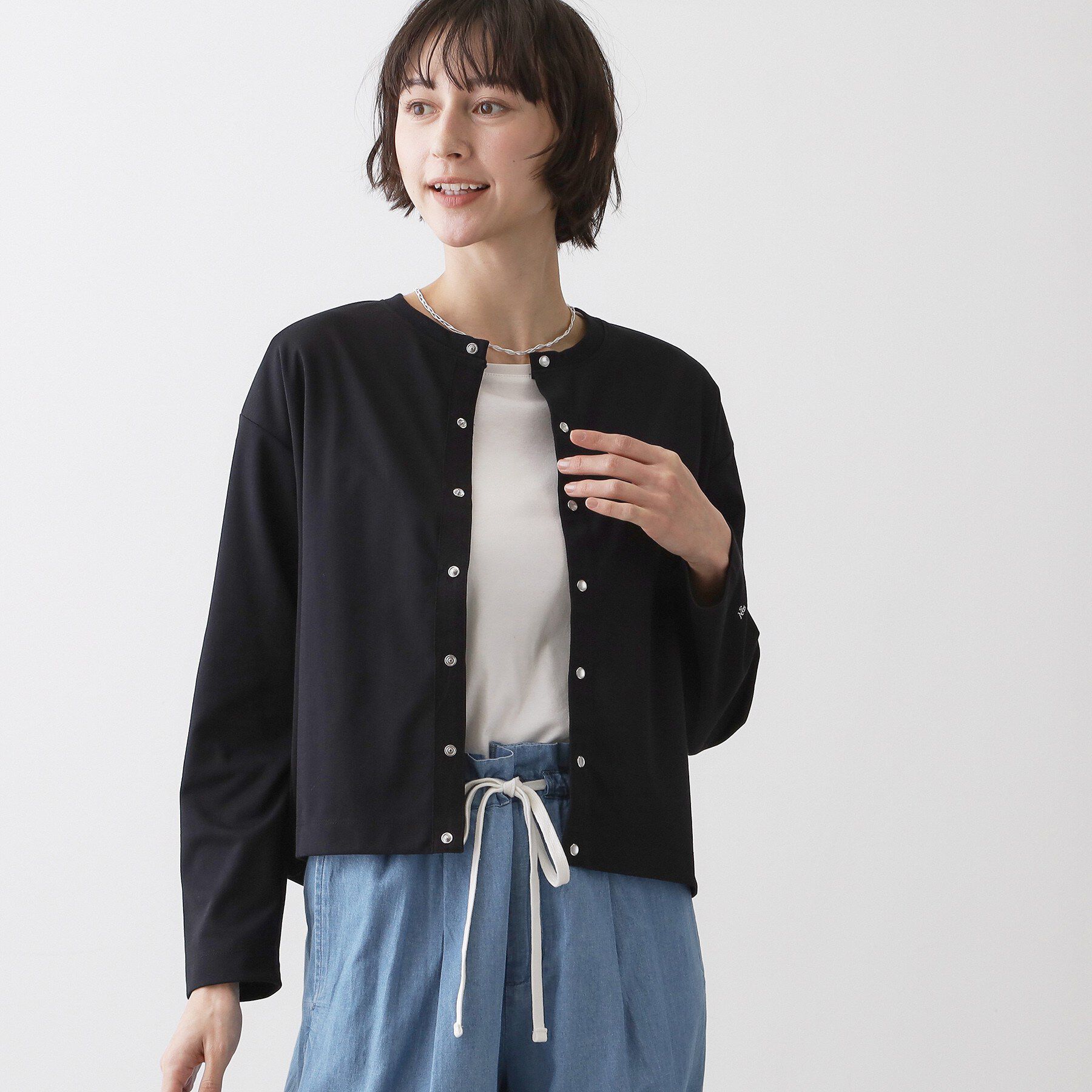 Dessin「【洗える】スナップボタンカーディガン」|カーディガン|ブラック(019)