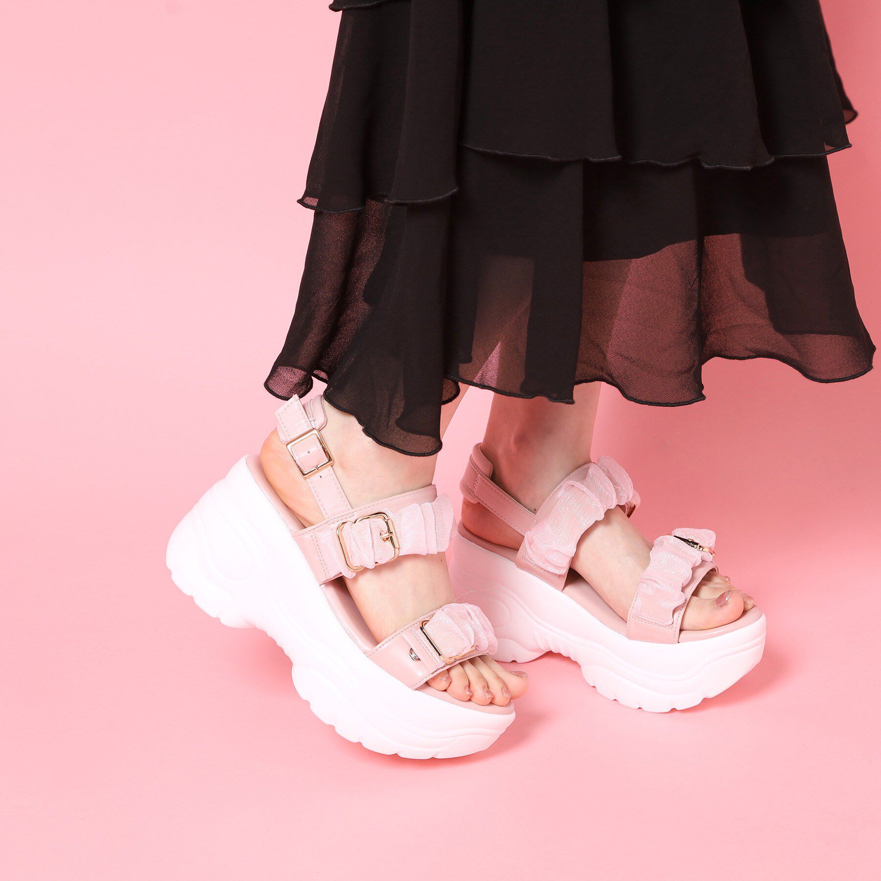 csT&P「厚底シアーギャザーベルトサンダル」|サンダル|