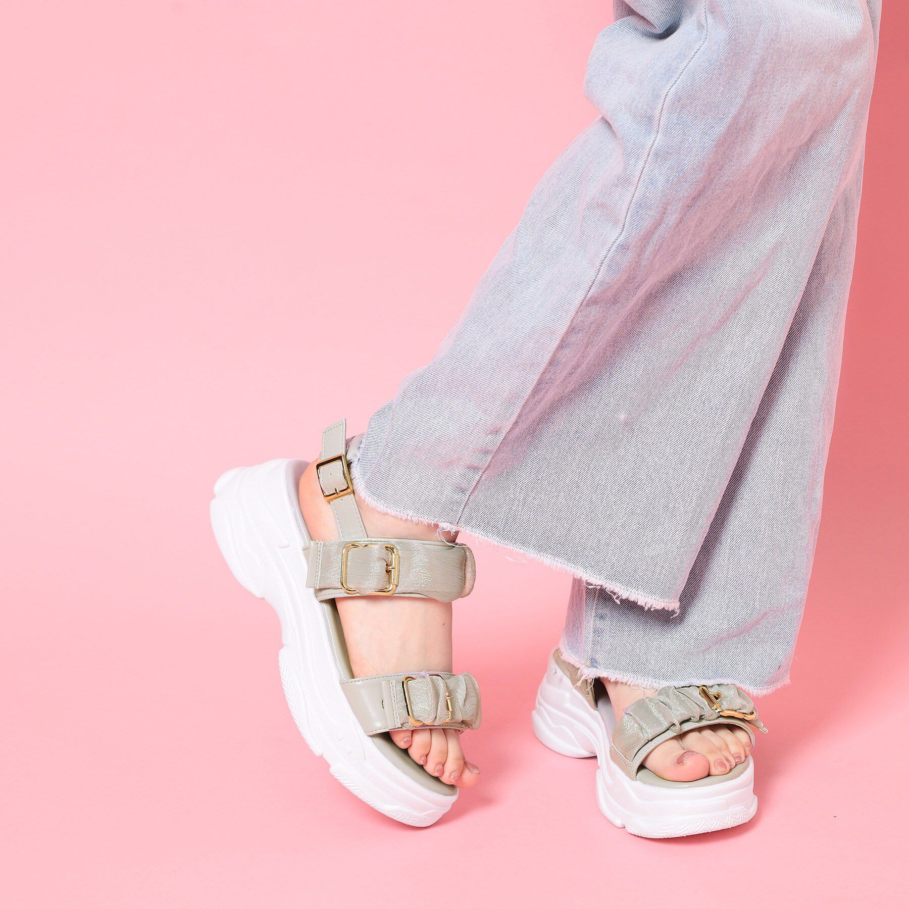 csT&P「サテンギャザーベルトサンダル」|サンダル|