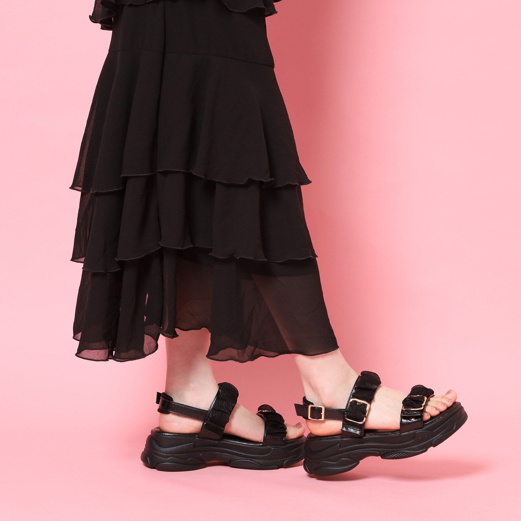 csT&P「サテンギャザーベルトサンダル」|サンダル|