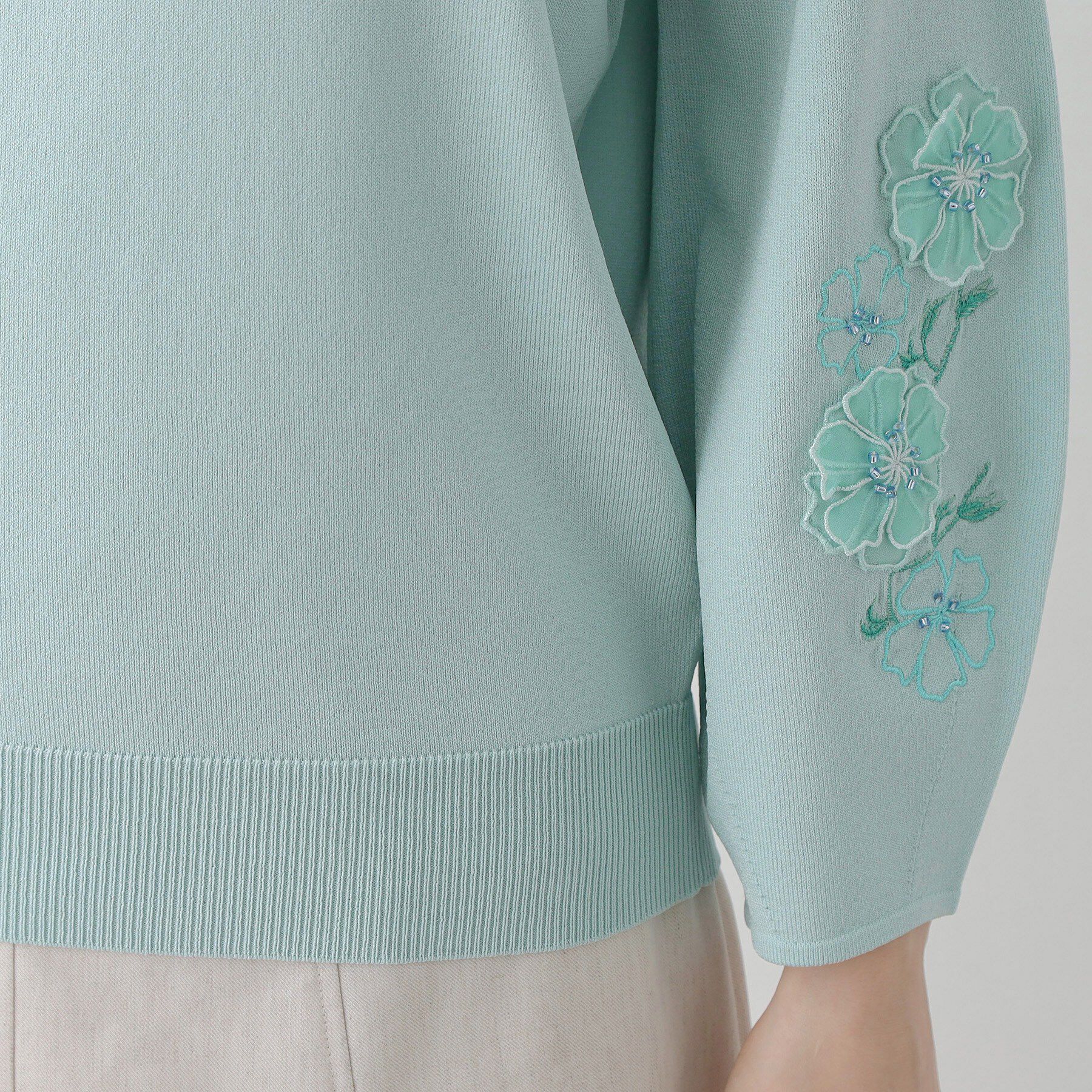 SunaUna「【SS～Lサイズ展開／フラワー刺繍】クラフトニット」|ニット・セーター|