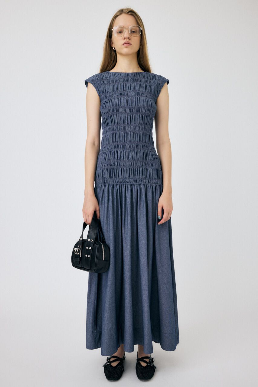 MOUSSY「SHIRRING GATHER SUMMER ドレス」|ワンピース|
