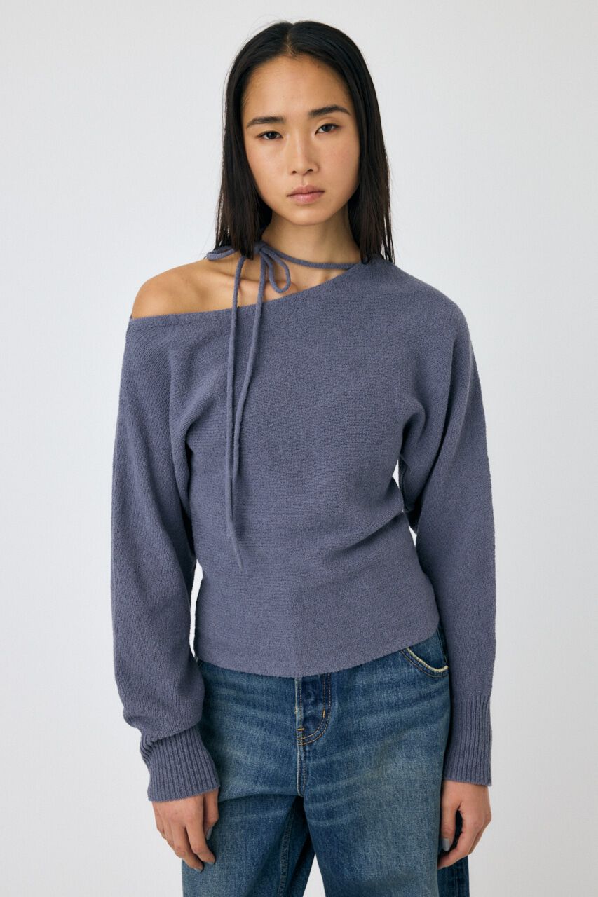 MOUSSY「ONE SHOULDER ニットトップス」|ニット・セーター|BLU