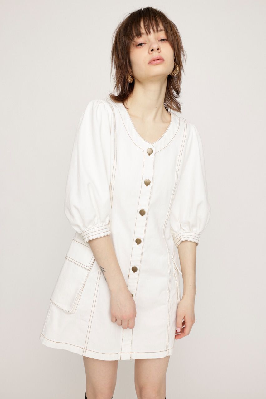 SLY「V NECK DENIM ショートワンピース」|ワンピース|