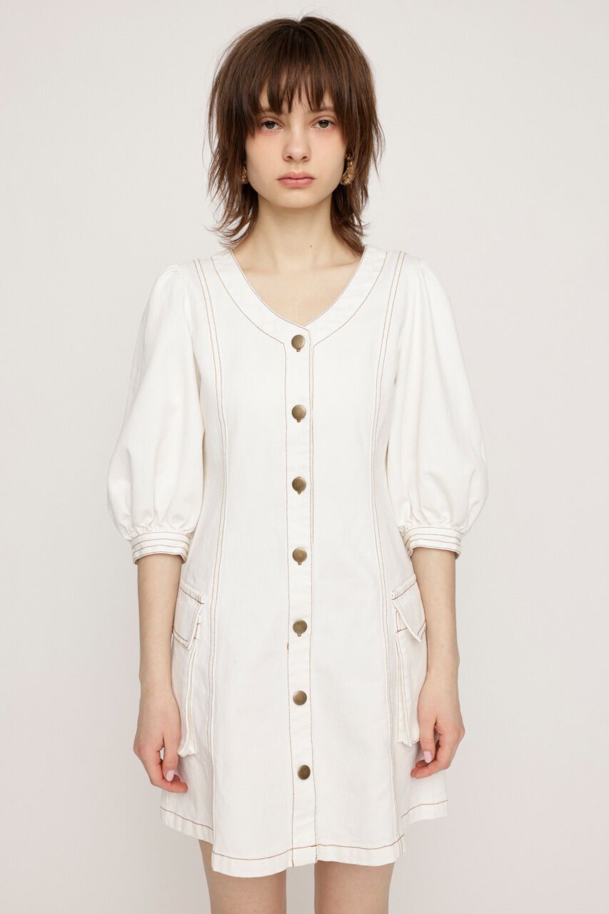 SLY「V NECK DENIM ショートワンピース」|ワンピース|