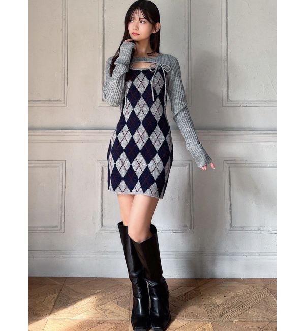 RESEXXY「アーガイルタイトニットミニワンピース」|ワンピース|