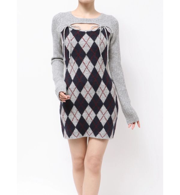 RESEXXY「アーガイルタイトニットミニワンピース」|ワンピース|