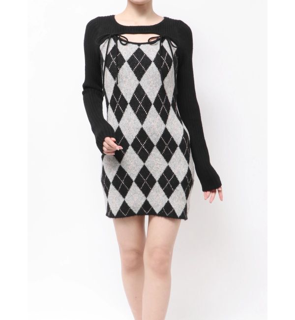 RESEXXY「アーガイルタイトニットミニワンピース」|ワンピース|