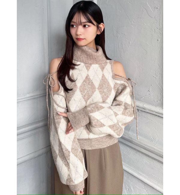 RESEXXY「アーガイルタートルニットトップス」|ニット・セーター|