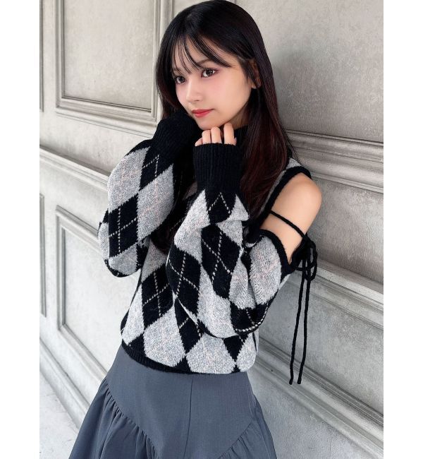 RESEXXY「アーガイルタートルニットトップス」|ニット・セーター|